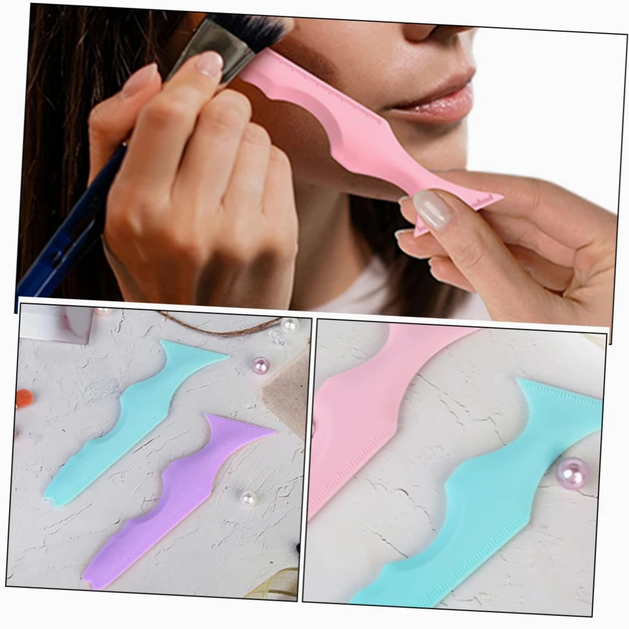 minkissy 5 Set Di Stencil Per Sopracciglia in Silicone Applicatore Per Eyeliner Strumento Per Il Trucco Ombretto Ragazza Forniture Aiuto Per Il Trucco 3 Pezzi*5