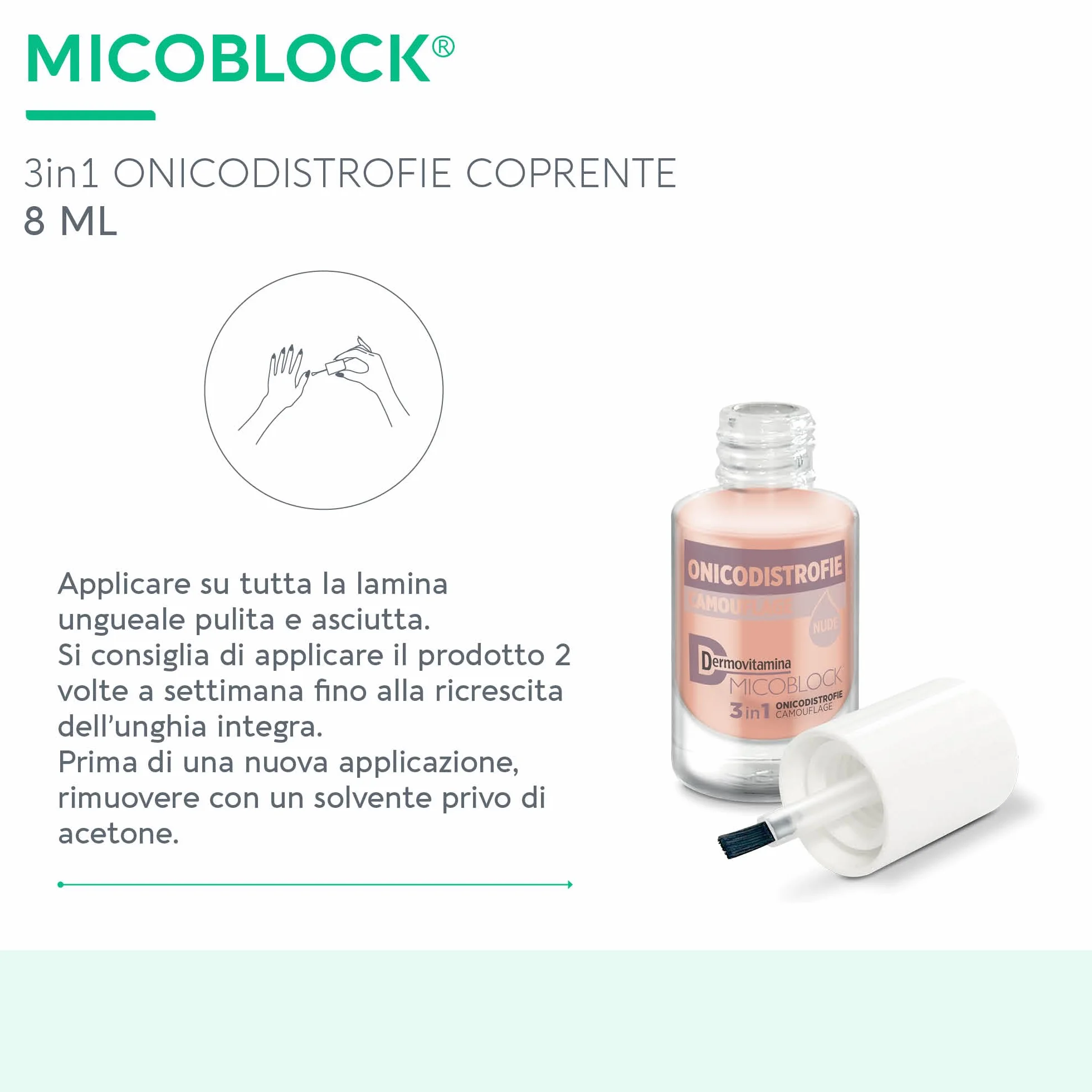 Dermovitamina Micoblock 3in1 Smalto Curativo per Unghie Danneggiate Rinforzante 8 ml