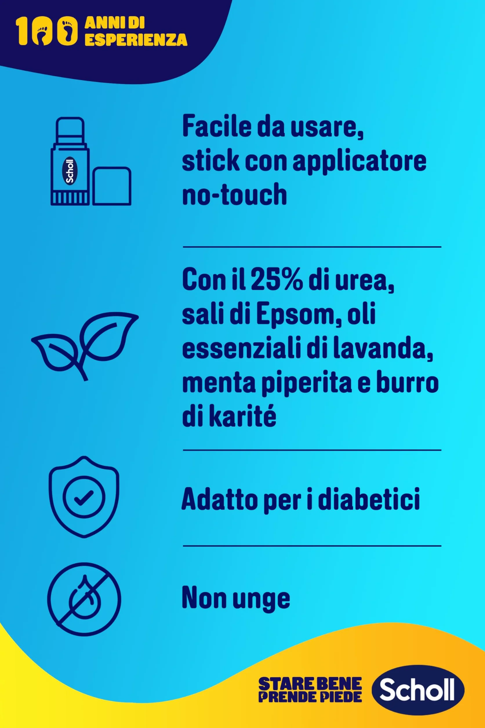 Scholl Balsamo Stick Riparatore per Talloni Screpolati 25% Urea Sali di Epsom Oli Essenziali