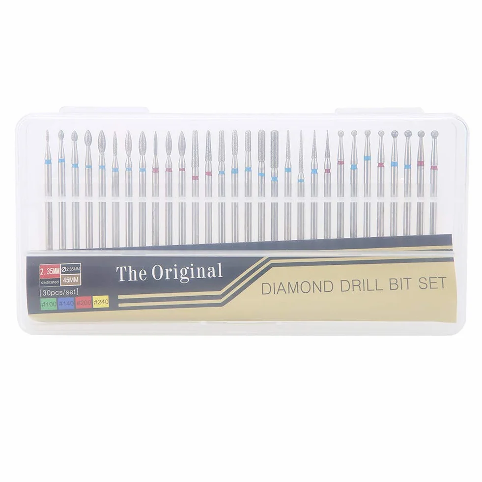 Set 30 Pezzi Punta da Trapano per Unghie, Lime per Manicure, Smerigliare, Lucidare