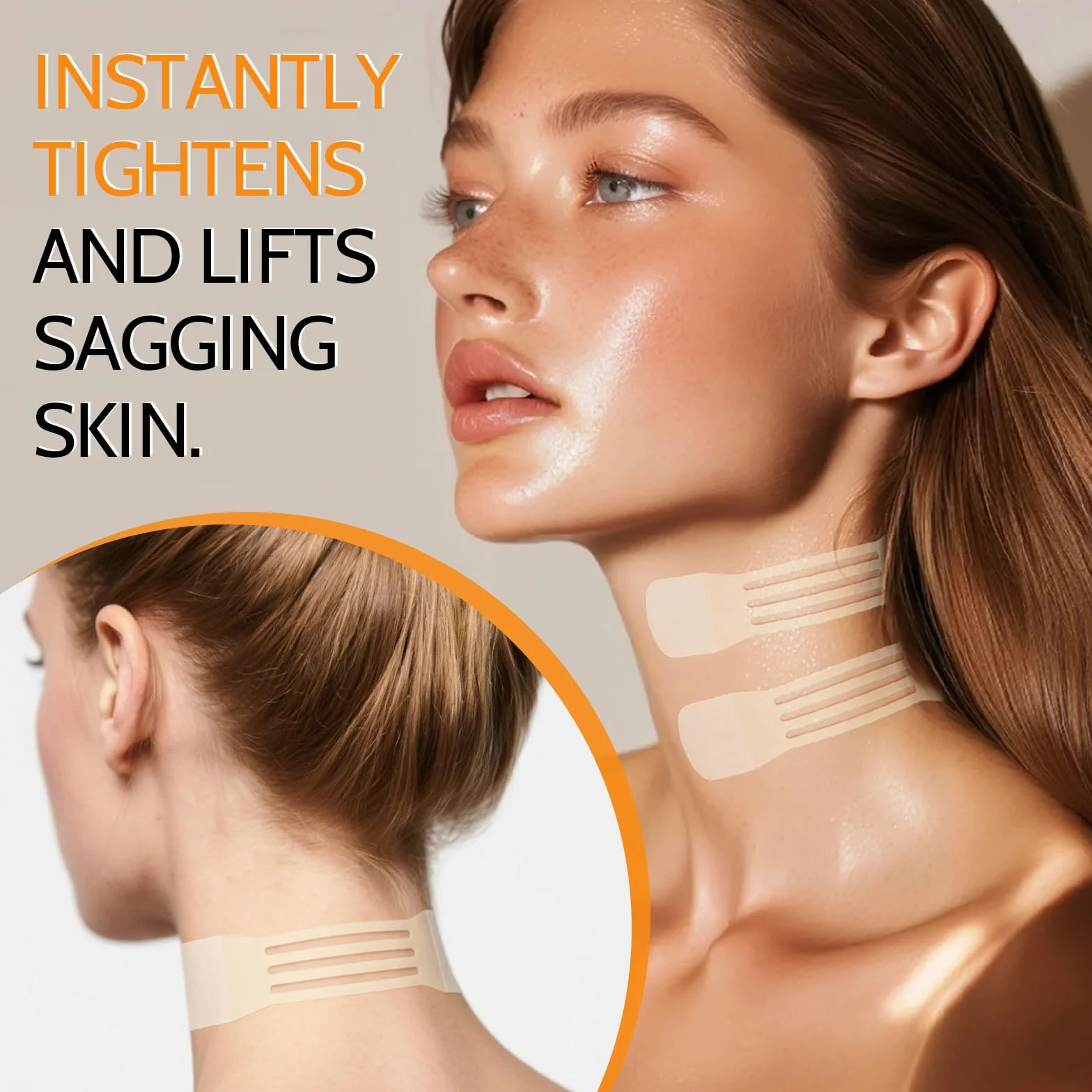 Set da 24 Cerotti Antirughe per il Collo – Nastro Lifting Invisibile Riutilizzabile – 20 Cerotti + 4 Fasce Elastiche – Effetto Lifting V-Shape Immediato contro le Rughe del Collo