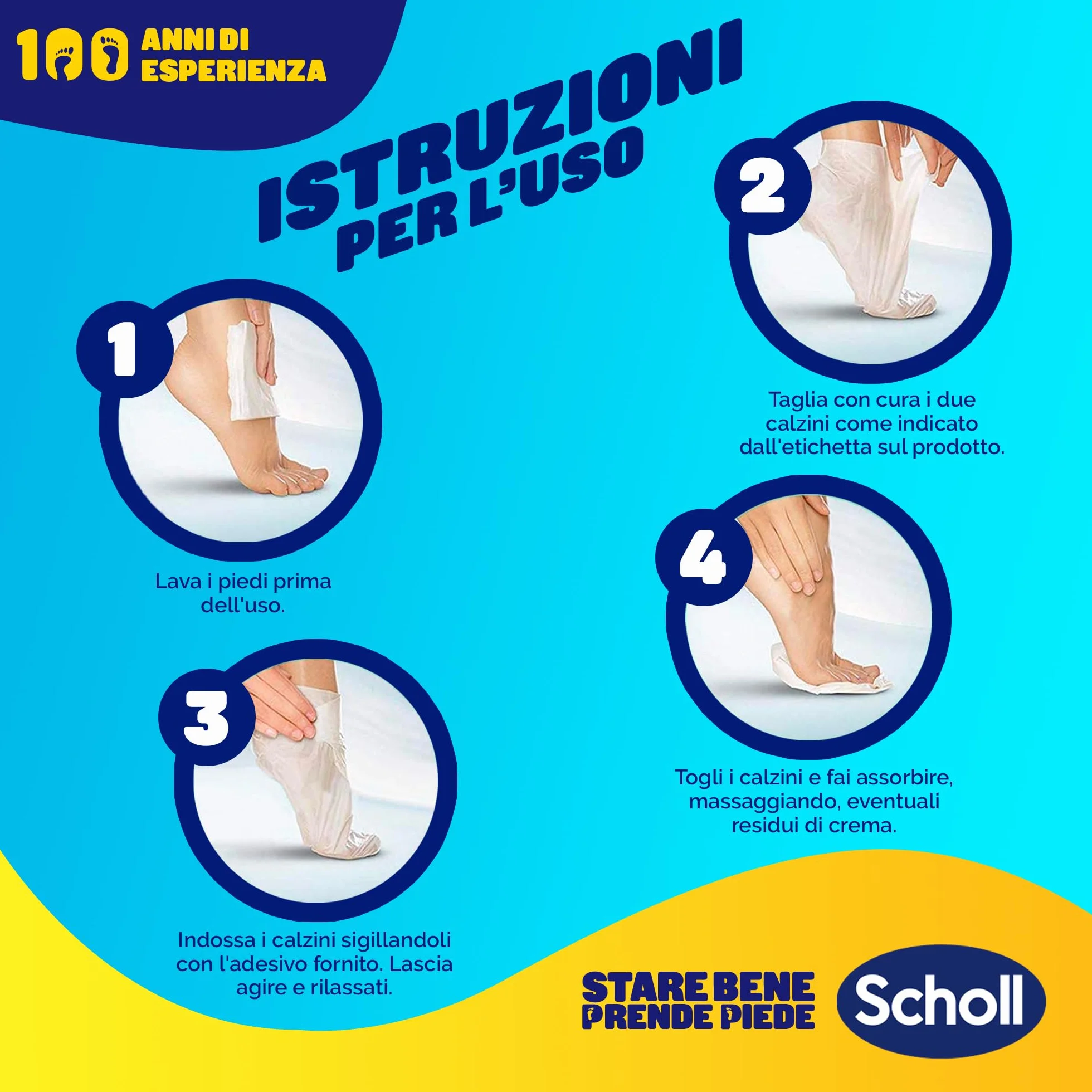 Dr. Scholl's Maschera Piedi con Miele di Manuka, Calzini Idratanti per Talloni Screpolati, 4 Paia