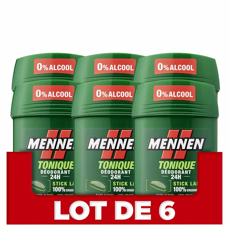 MENNEN - Deodorante stick Large da uomo - Anti-traspirante Efficienza 24 ore - Tonico - 50 ml - Confezione da 6