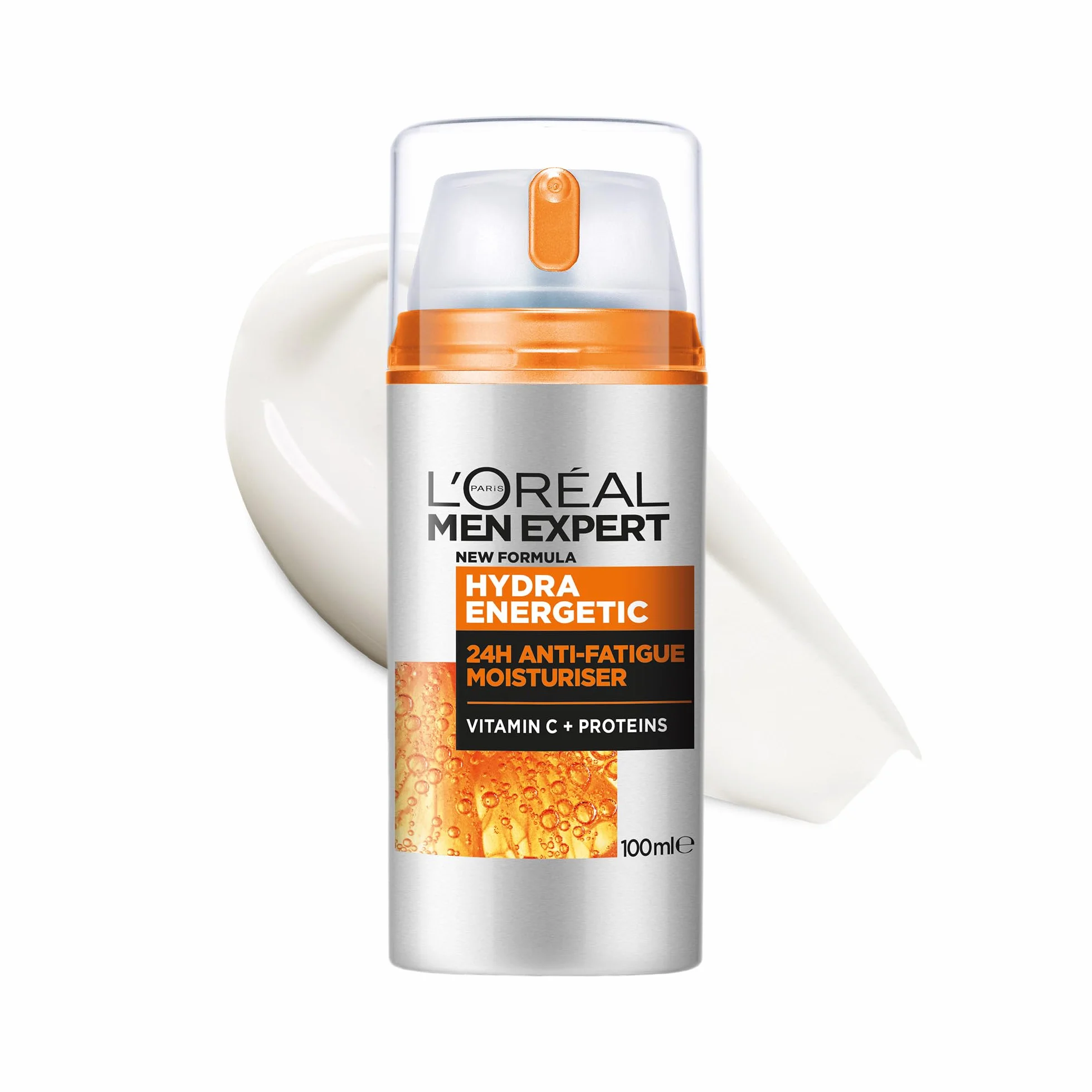 L'Oréal Paris Men Expert Crema Idratante Anti-Fatica Uomo, Pelle Rivitalizzata, Levigata e Idratata, Occhiaie e Rughe Sottili Ridotte, Arricchita con Proteine e Vitamina C, Hydra Energetic, 100 ml