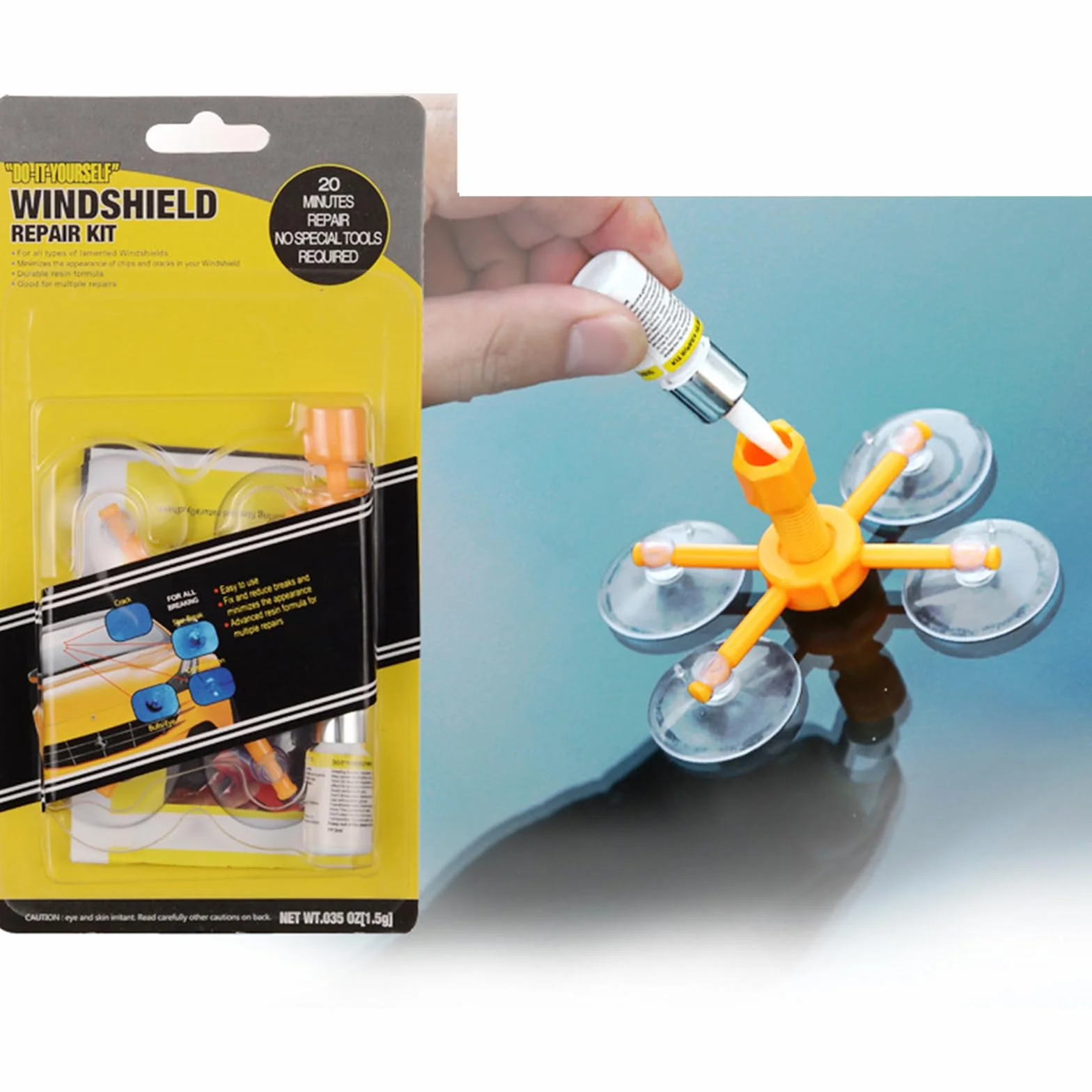 Kit Riparazione Parabrezza Auto, Ripara Vetro, Crepe Vetro