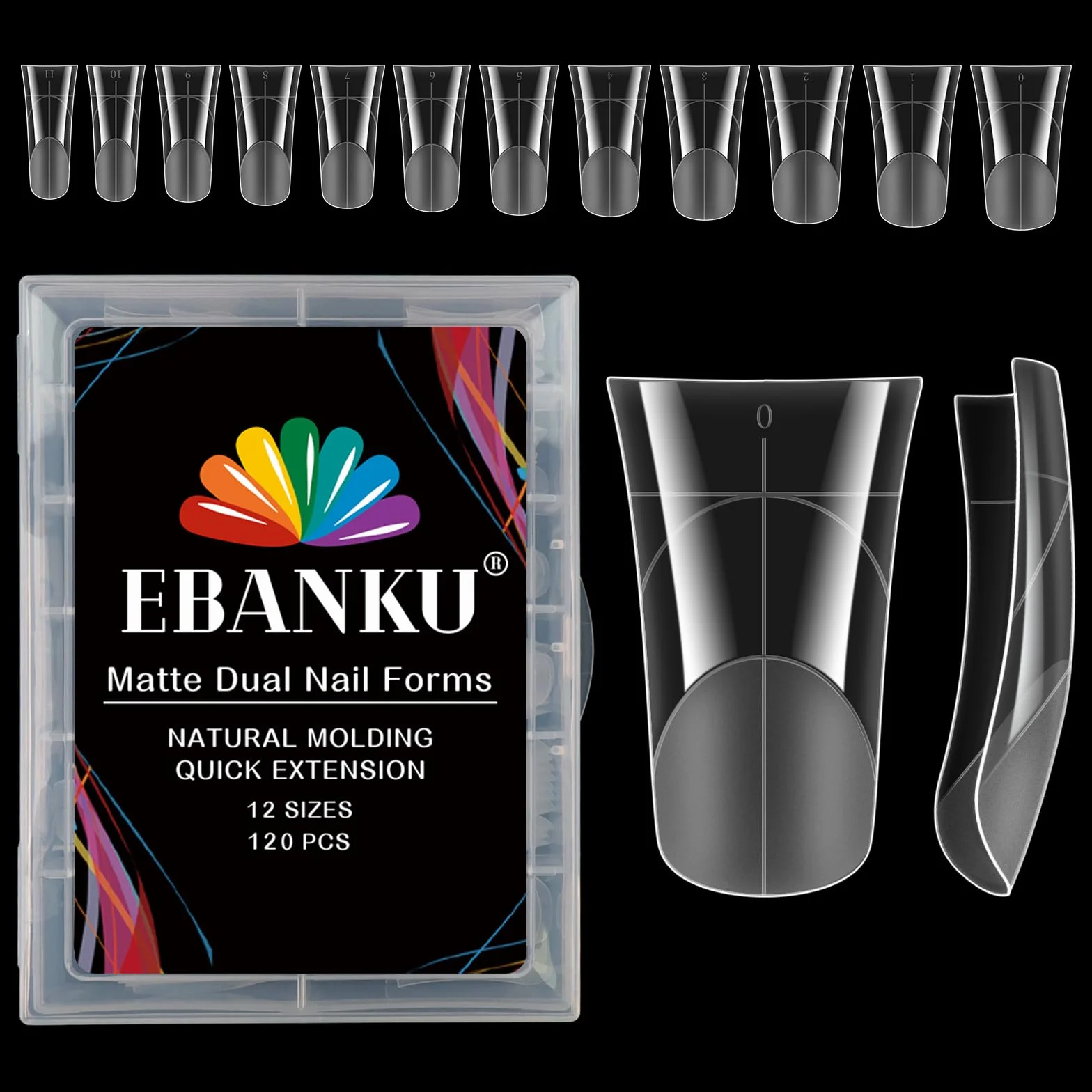 EBANKU 120 PCS Unghie Finte Nail System Dual Nail Form, Riutilizzabili Nail Dual Form Kit Nail Form Duck Shape Acrilico Tips Unghie con Scala Graduata per Unghie Strumenti