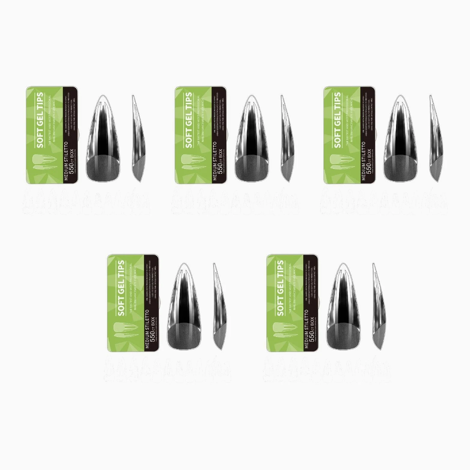 550PCS Chiaro Gel Nail Tips Copertura Completa Morbido Acrilico Press On Estensioni Manicure Professionale Per Salone E Uso Domestico Chiodo A Forma di Mandorla