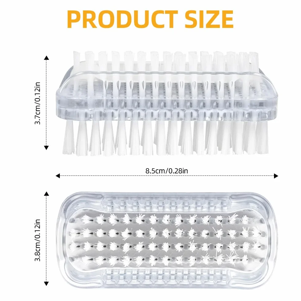 Spazzola per unghie double face, 2 PCS Spazzola Per Unghie, Spazzole per la Pulizia Plastica per Pulizia di mani Delle Unghie, Trasparente