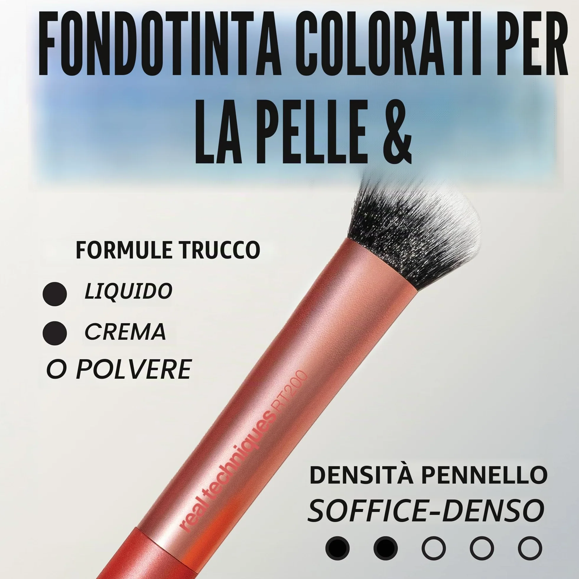 Real Techniques Pennello da trucco per viso Expert, per fondotinta liquido e in crema, fard e bronzer,1 confezione