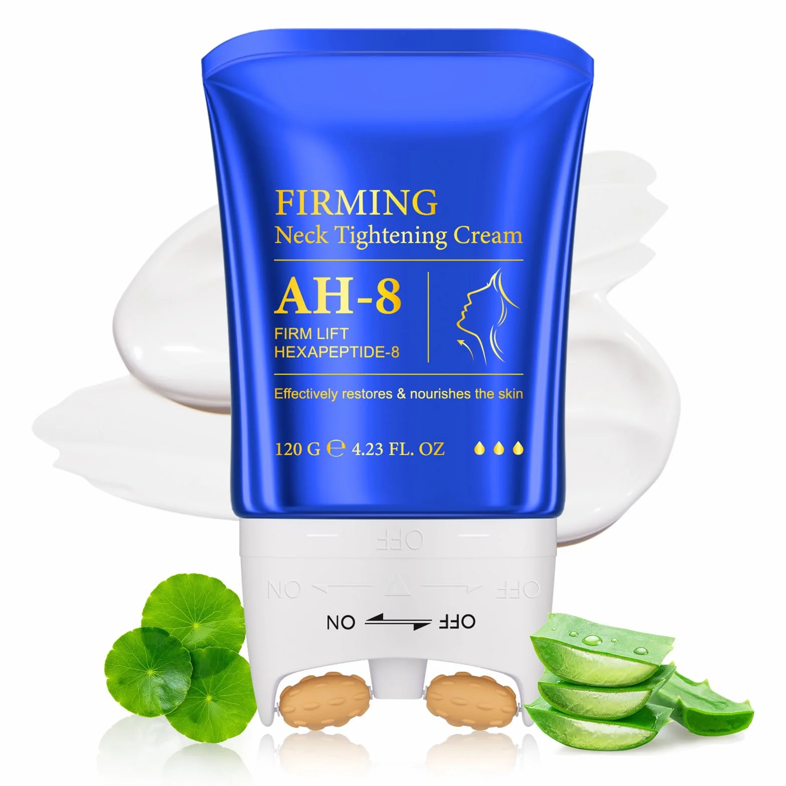 AH-8 Firming Neck Cream,crema per il collo rassodante e idratante per la pelle con rullo di massaggio, AH-8 crema per il collo crepey, idratante e ridurre le rughe per gli uomini e le donne