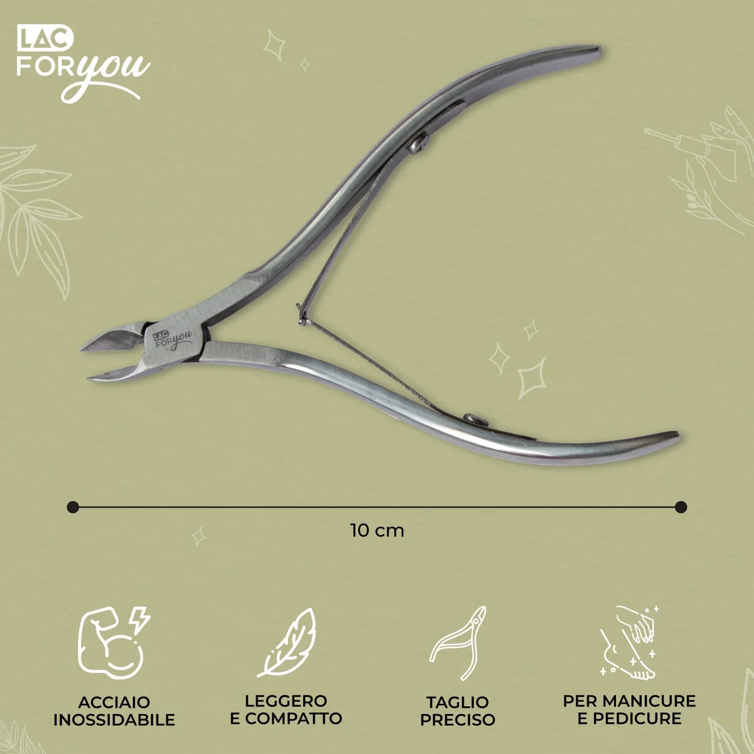 LAC FOR YOU Tronchesino Cuticole Acciaio Inox 10cm Professionale