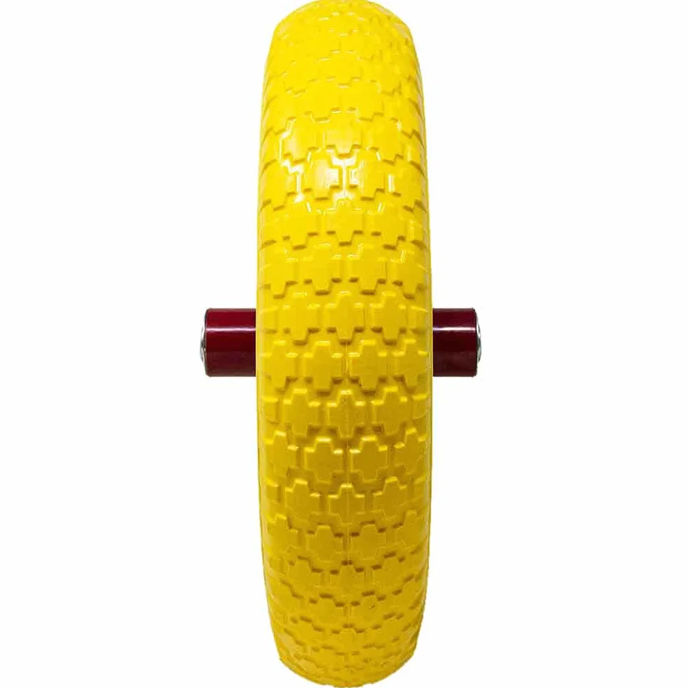 Bakaji Ruota Piena in Poliuretano Giallo Antiforatura per Carriola 35x9cm 3.50-8 Cerchio Acciaio Asse 210mm