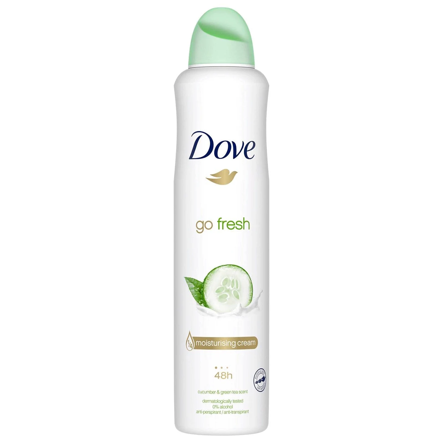 Dove Go Fresh Maxi Cetriolo, Deodorante spray per tè verde, 250 ml, 48 ore