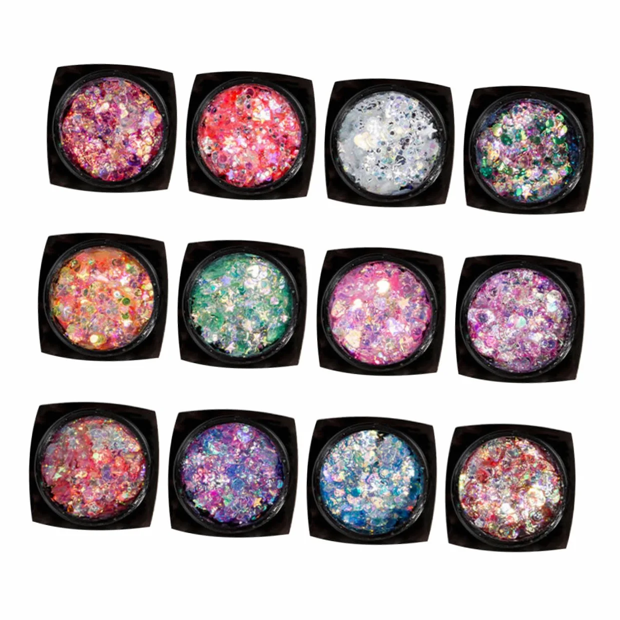 Set Da 2 Pezzi Per Il Trucco Con Paillettes 12 Colori Gel Per Il Corpo Con Paillettes Glitter Per Il Trucco Degli Occhi Unghie Lucentezza Duratura