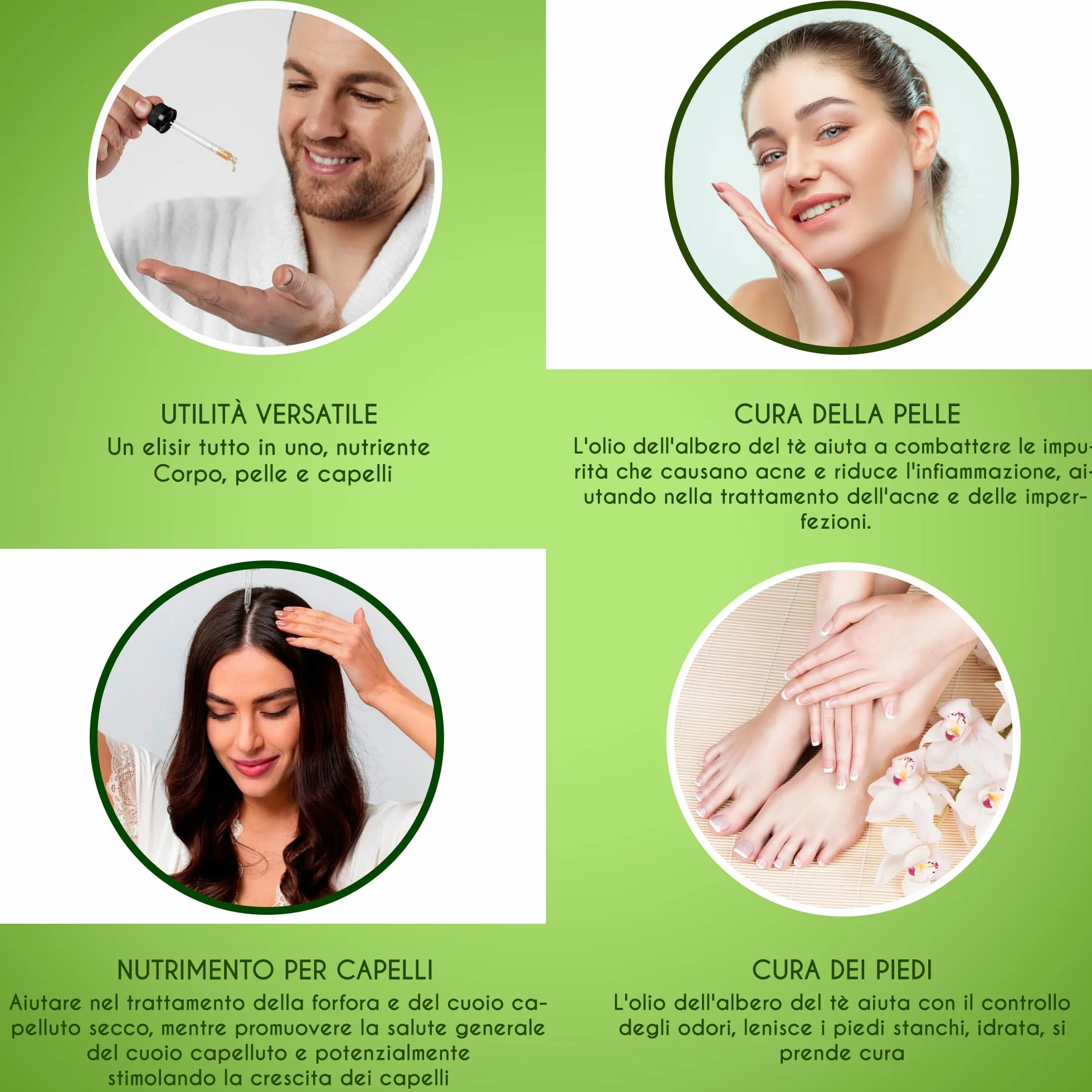 Kanzy Tea Tree Oil 60ml Olio Essenziale per Viso, Corpo, Capelli e Aromaterapia
