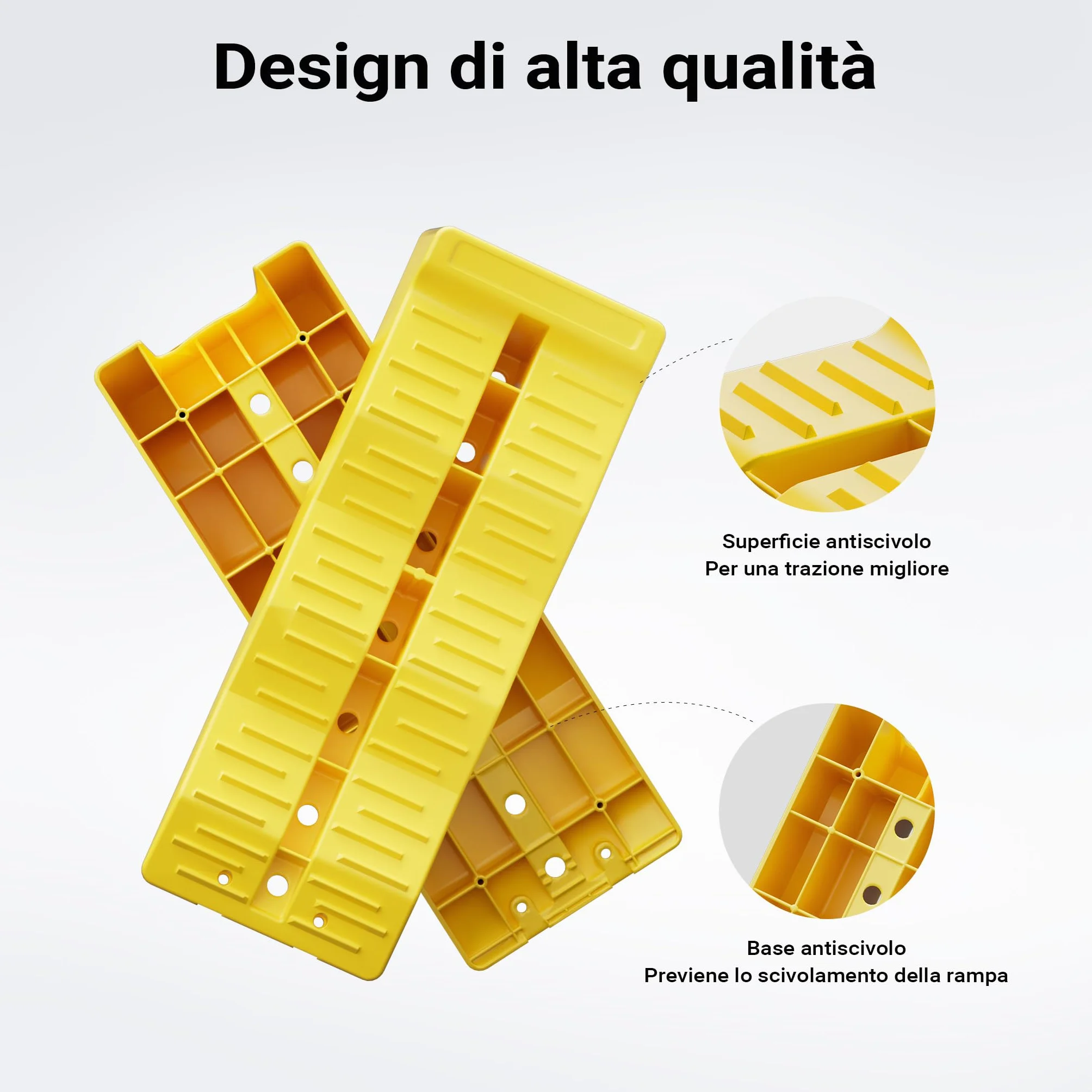 Cunei fermaruota Wiltec 3 altezze 40/70/100 mm Set 2 pezzi capacità carico 3 t per auto camper roulotte