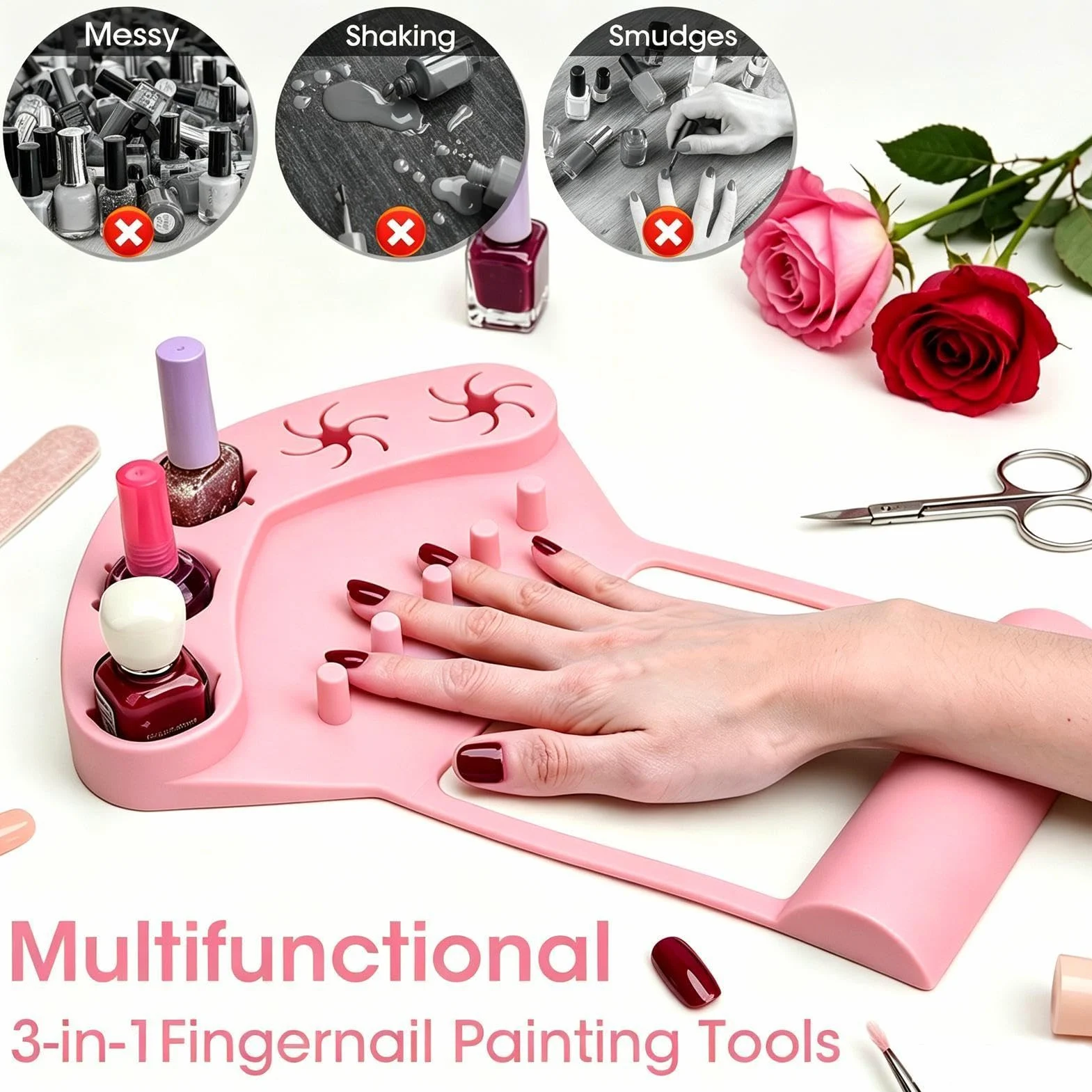 Tappetino in silicone con supporto per lucidatura unghie Cuscinetto | Poggiamano e supporto in silicone per manicure per Donne, Trucco, Pratica, Pittura, Salone, Festa, Lab