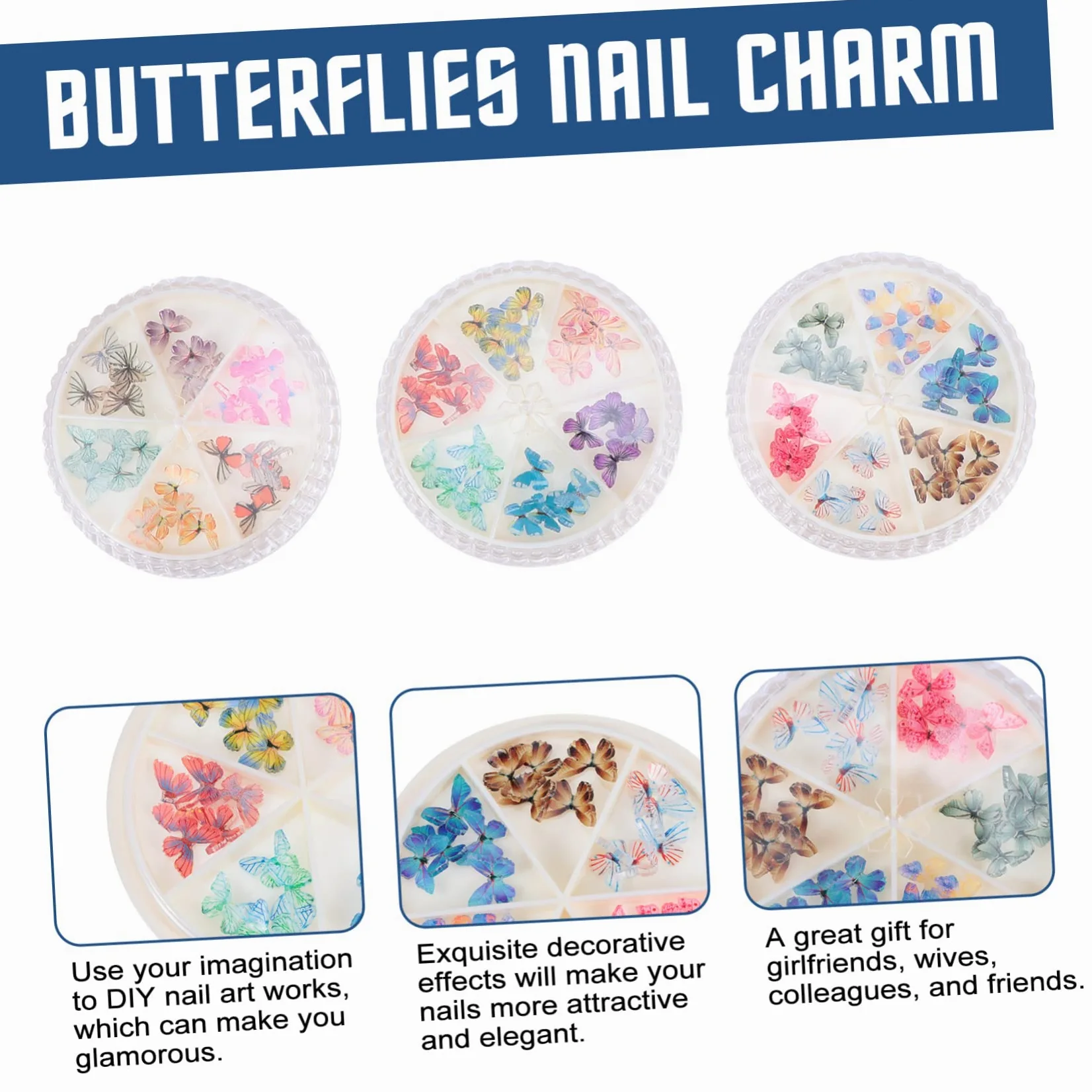 3 Set Decorazioni Unghie Farfalle Adesivi Per Nail Art Creativi Ciondoli Unici Per Manicure E Te Per Amanti Del Nail Design 3 Scatole*3