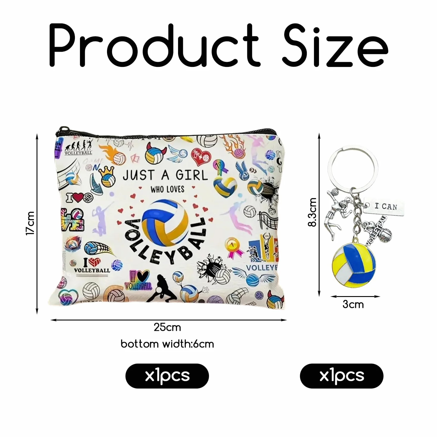 Borsa Cosmetica Da Pallavolo Da 1 Pezzo E Portachiavi Da 1 Pezzo, Stampa Fronte-Retro, Grande Capacità, Custodia Portatile Per Viaggi E Fitness, Ciondolo Decorativo Per Zaino Sportivo.