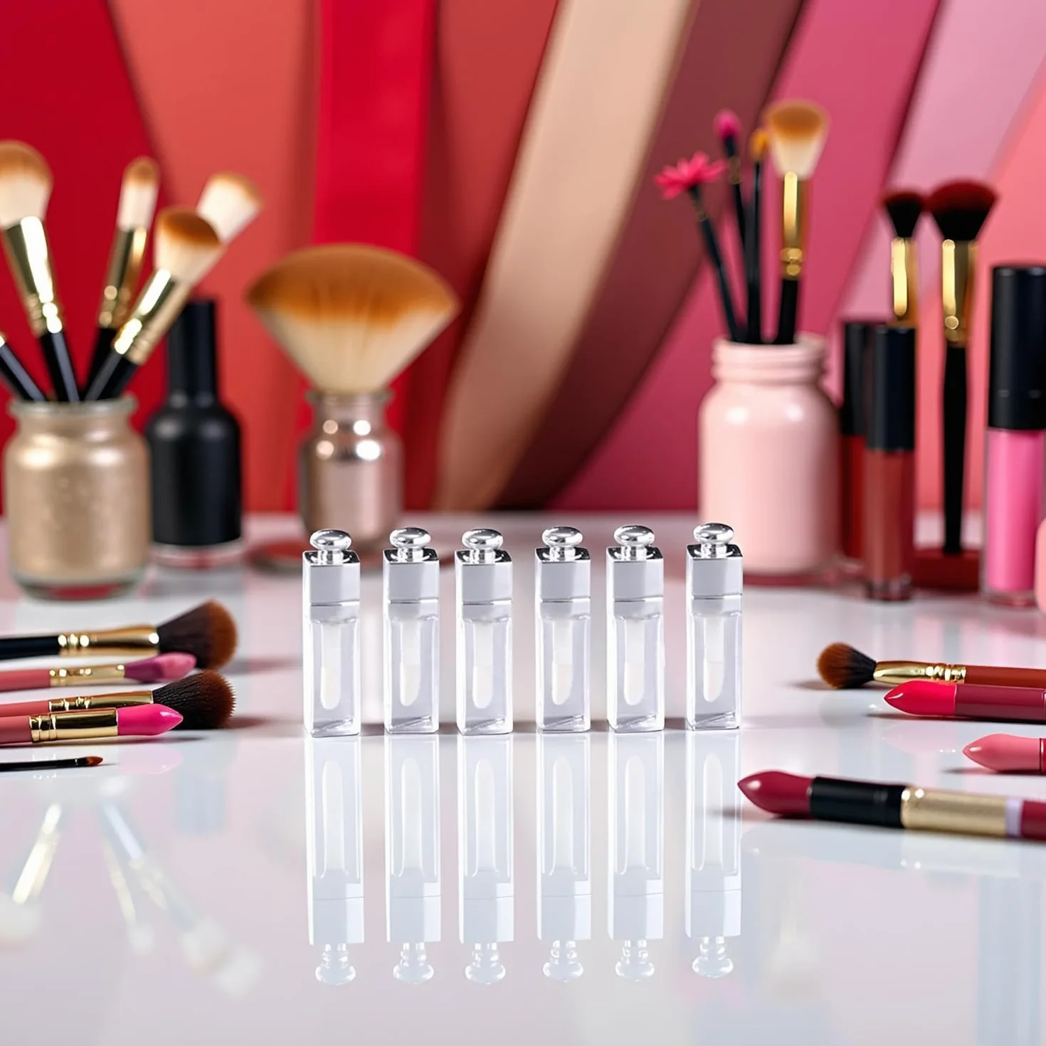 6 contenitori vuoti trasparenti per lucidalabbra, trasparenti, ricaricabili, mini contenitori per rossetto, per trucco fai da te, lucidalabbra, labbra (3 ml)