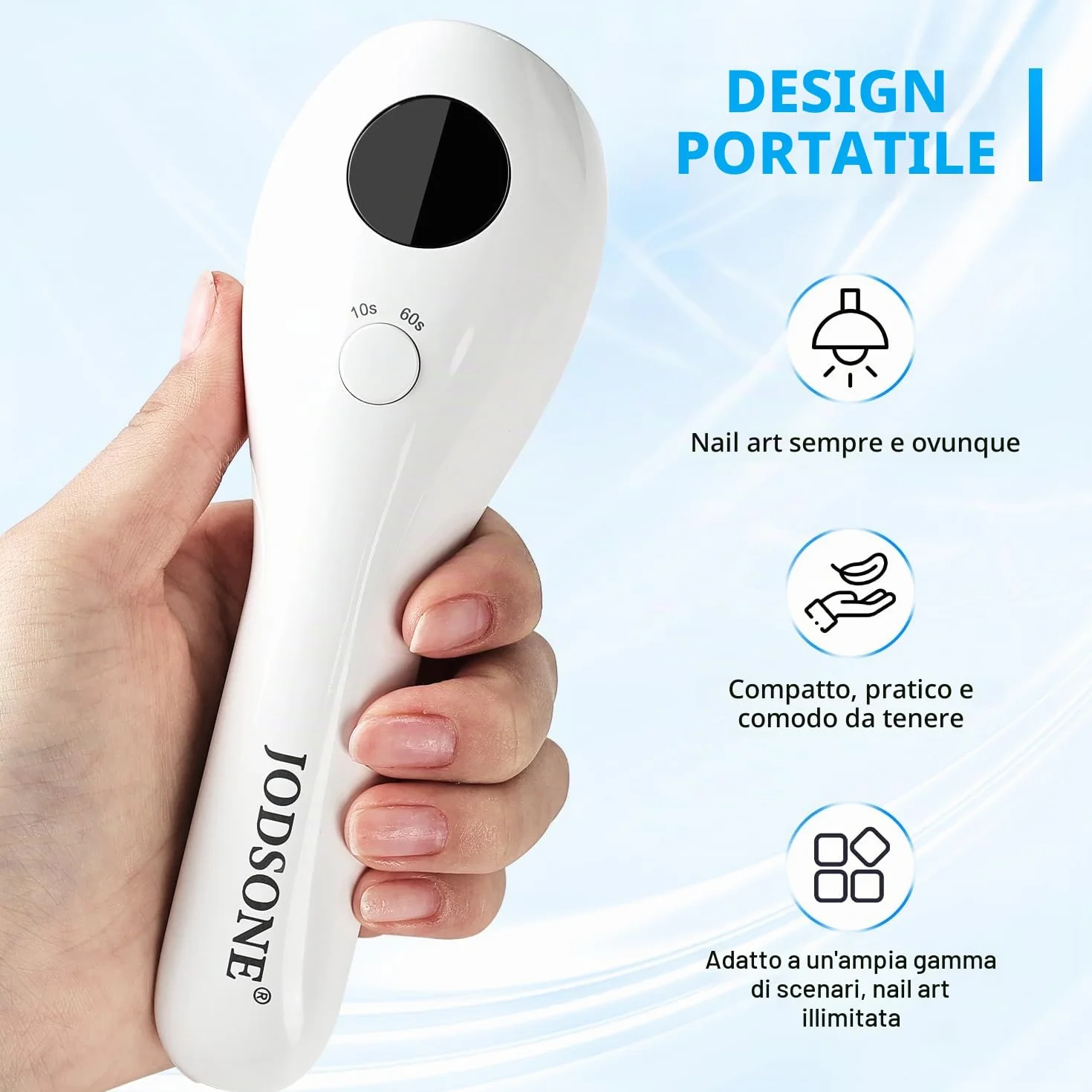 JODSONE Lampada U V per Unghie Mini e Portatile - Modello Ricaricabile con Display LED - Asciugatura Rapida per Casa e Viaggio