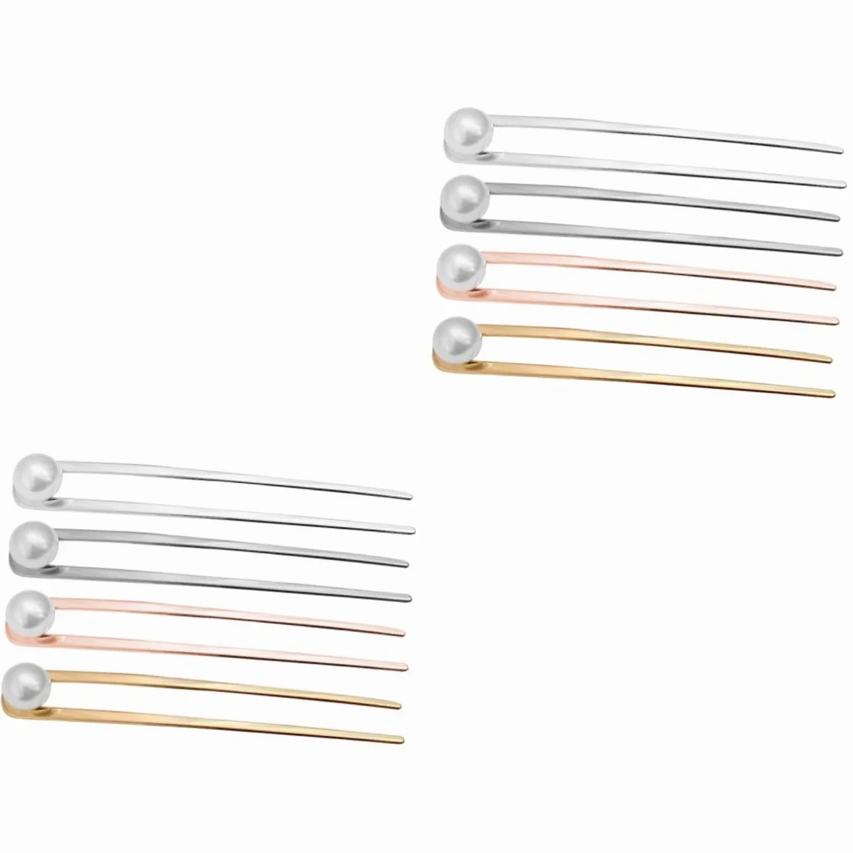 FRCOLOR 8 Pz A Forma di U Forcina Perline Per Capelli Bacchette Di Perline Chignon Ago Sposa Forcella Di Perline Capelli Per Le Donne Nodo Miss Muffin Lega Semplice