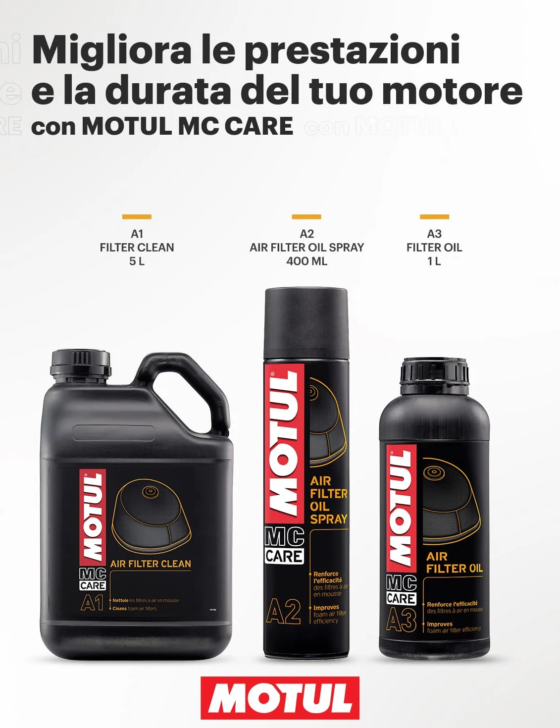 Motul MC Care Air Filter Clean A1-5 L Pulitore Filtro Aria Schiuma Moto Cross Enduro