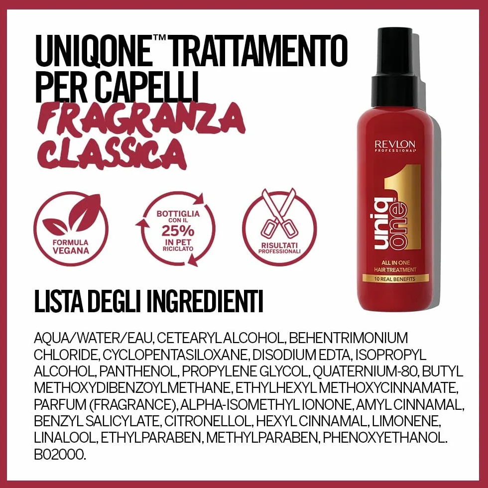 Revlon Professional UniqOne Classic Trattamento Capelli Senza Risciaquo All in One Idrata Protegge Ripara 150ml