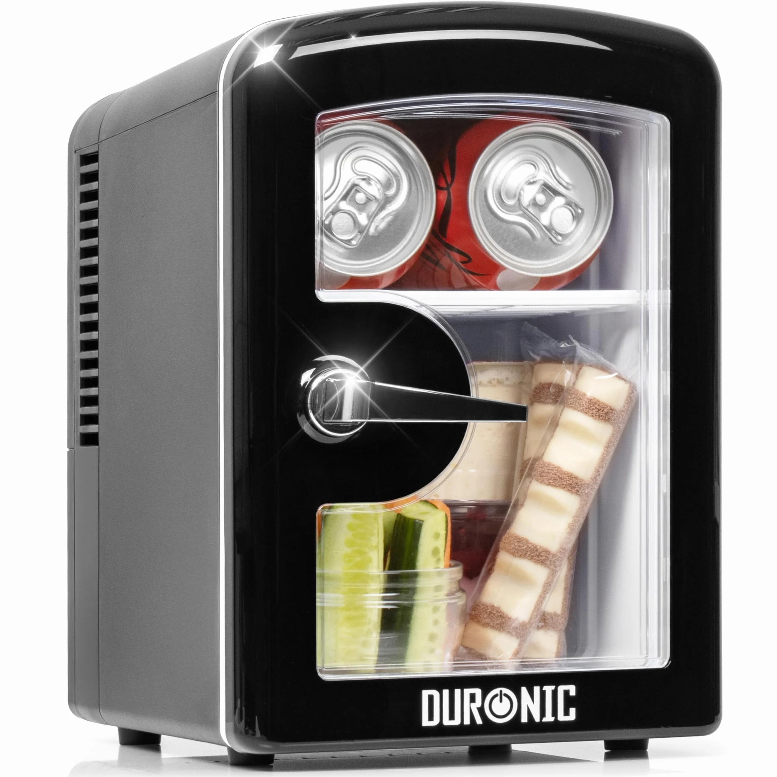 Duronic MFW4 BK Mini Frigo Termoelettrico Portatile 4L per Cosmetici e Bevande, Skincare Cooler, Caldo/Freddo, 6 Lattine, AC/DC 12V Auto e 220V Casa Nero