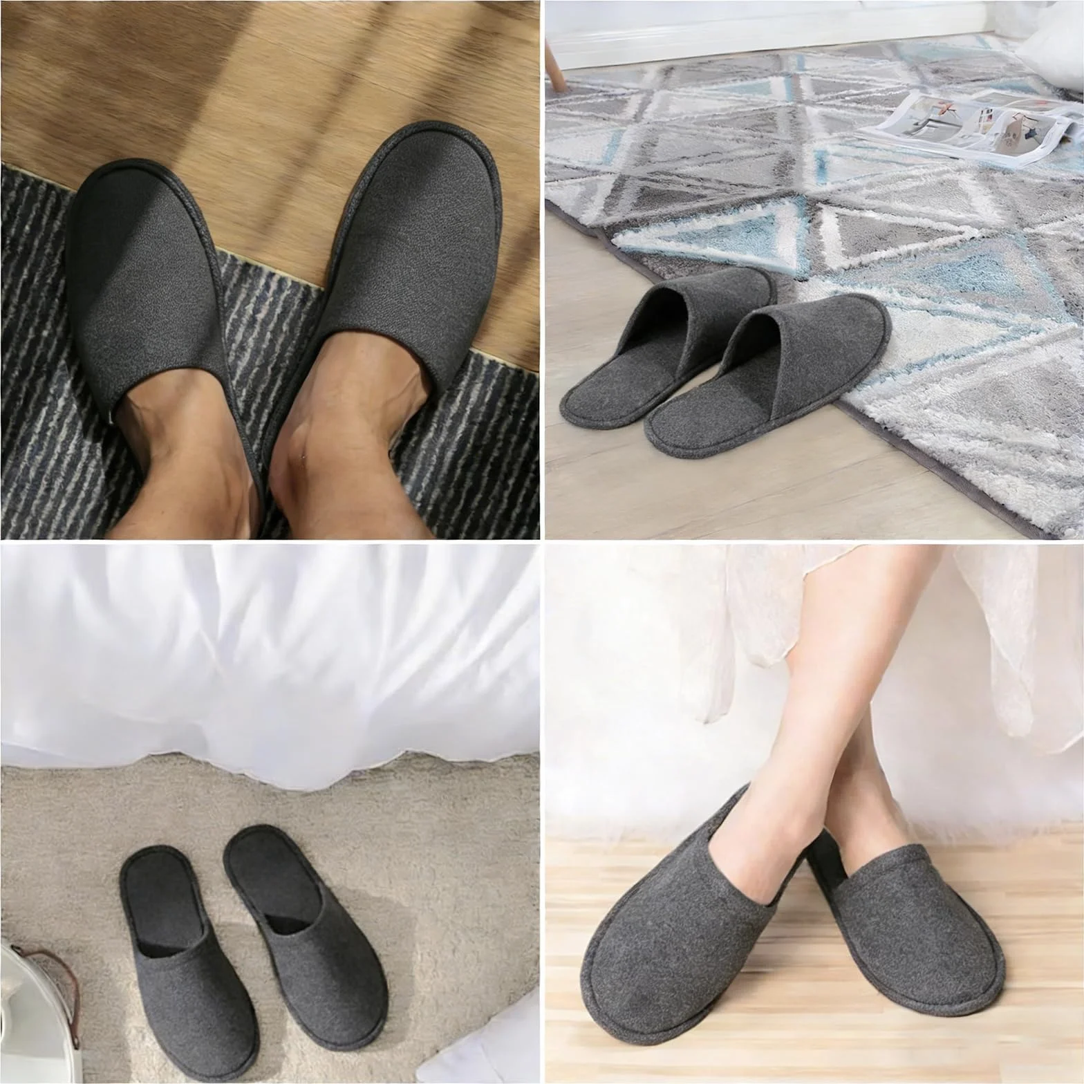 Ciabatte Ospiti,4 Paia Pantofole Ospiti,Ciabatte da Viaggio,Pantofole Chiuse,Pantofole Monouso per Hotel,Antiscivolo,Lavabili,Spugna Premium,Misura Universale,per Unisex,Viaggi,Casa,Spa,Hotel