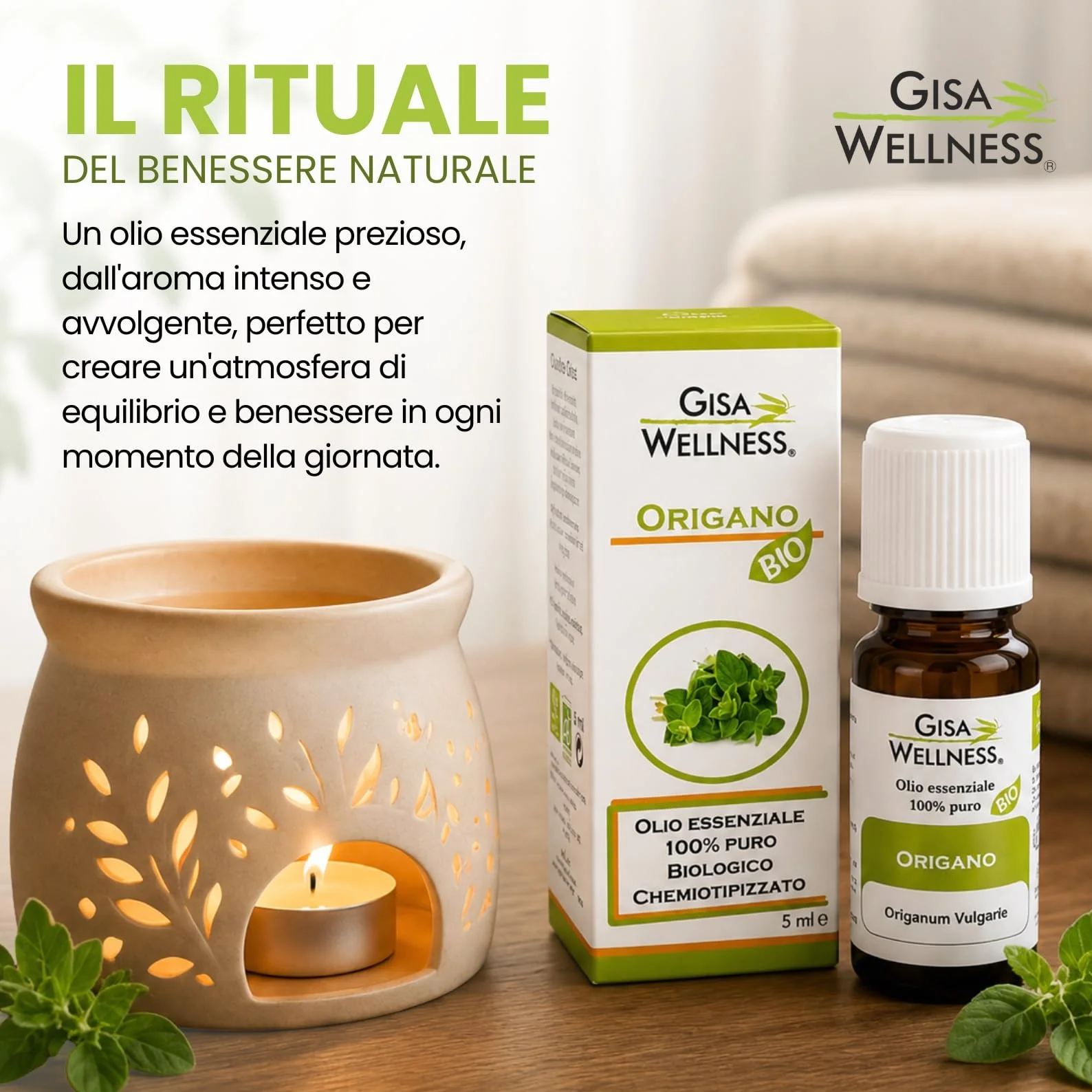 Olio Essenziale di Origano Bio 10ml Puro Naturale Aromaterapia Diffusori Uso Alimentare Made in Italy Gisa Wellness