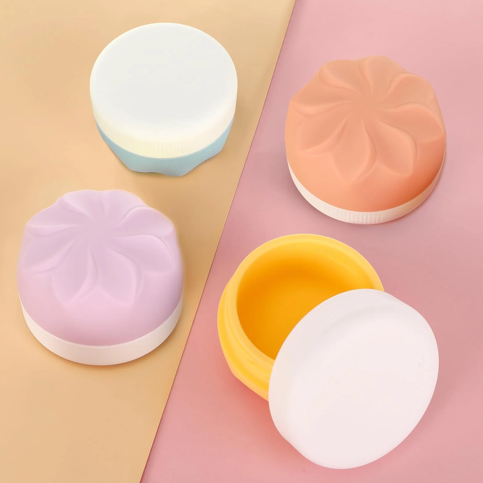 Pavlleen 4 Pezzi vasetti per crema da riempire, 30 ml Barattoli per Crema in Silicone, con bustina trasparente, accessori da viaggio/accessori da viaggio, per cosmetici, creme, lozioni