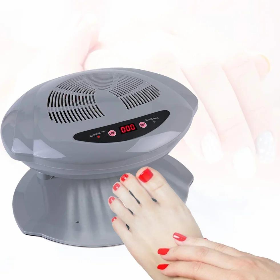 Essiccatore per le unghie, strumento di manicure con sensore di aria calda e fredda per asciugare smalto per ventole per Salon e Home(EU-Silver)
