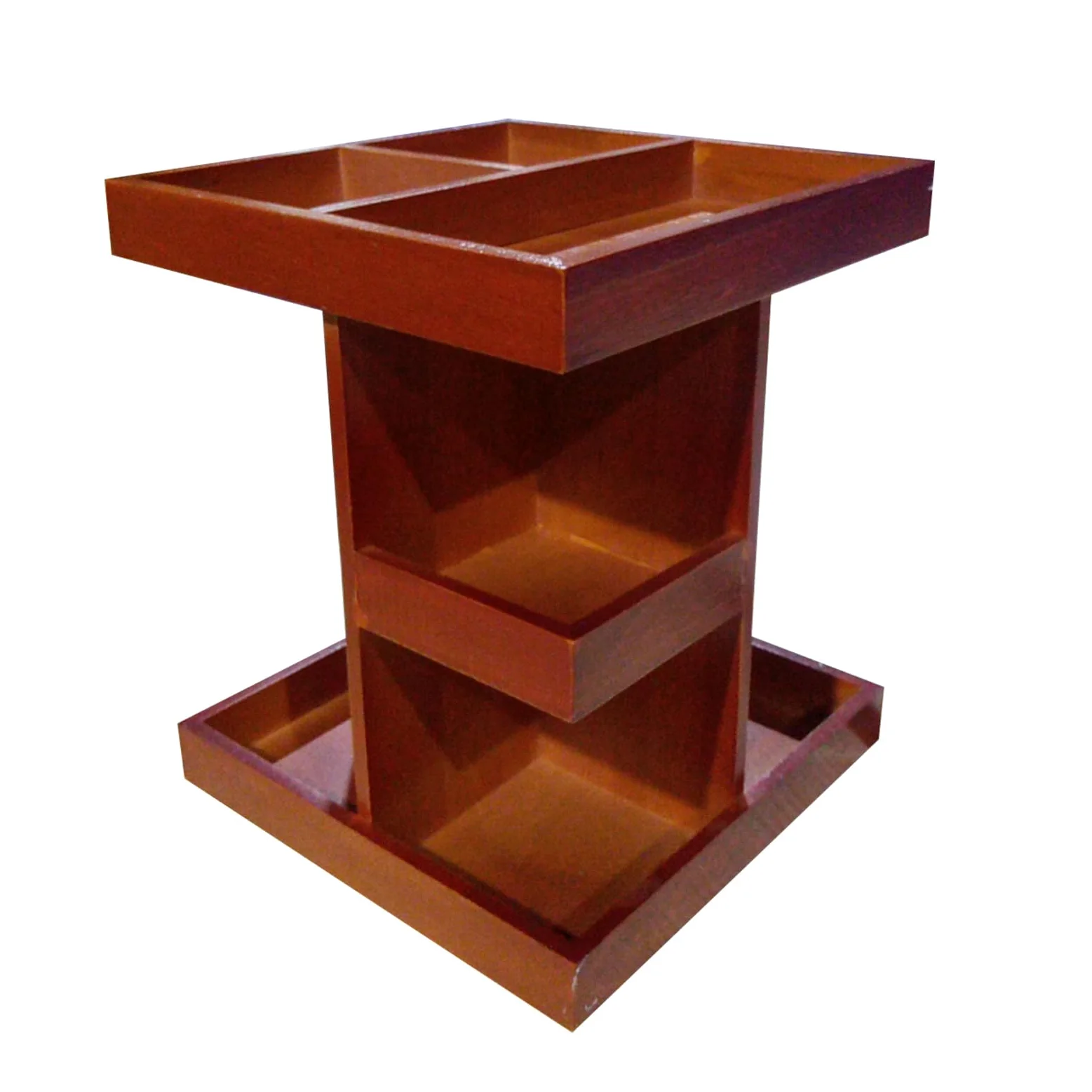 Organizer Trucco Girevole Espositore In Legno Stile Rustico | Organizer Trucco Girevole 360° Da Piano Organizzazione cosmetici, profumi e cura della pelle per bagno, camera e toeletta