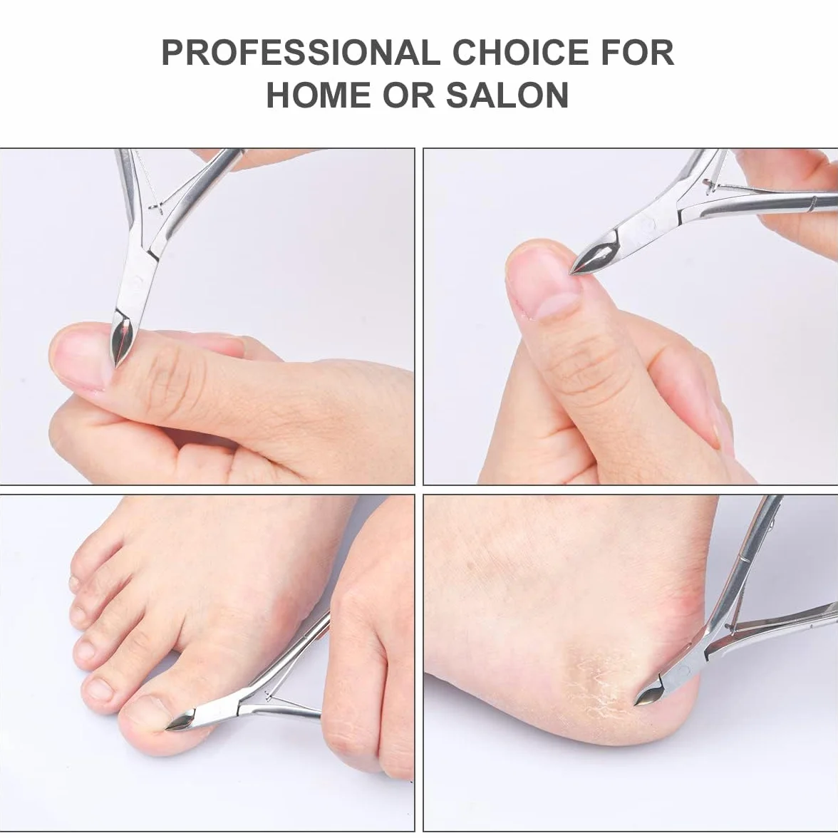ACWOO Tronchesi per Cuticole 4 Pezzi, Taglia Cuticole Professionale Acciaio Inox per Unghie Incarnite, Kit Manicure con Spingi Cuticole