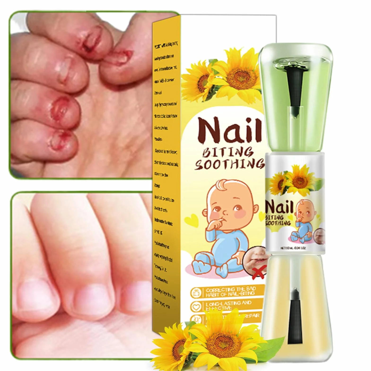 Smalto Per Unghie Toddler 10 Ml - Smalto Liquido Per La Cura Delle Unghie Al Gusto Amaro Alle Erbe, Smalto Per Prevenire Il Morso Delle Unghie Dei Bambini | Uso Giorno E Notte Per Bambini