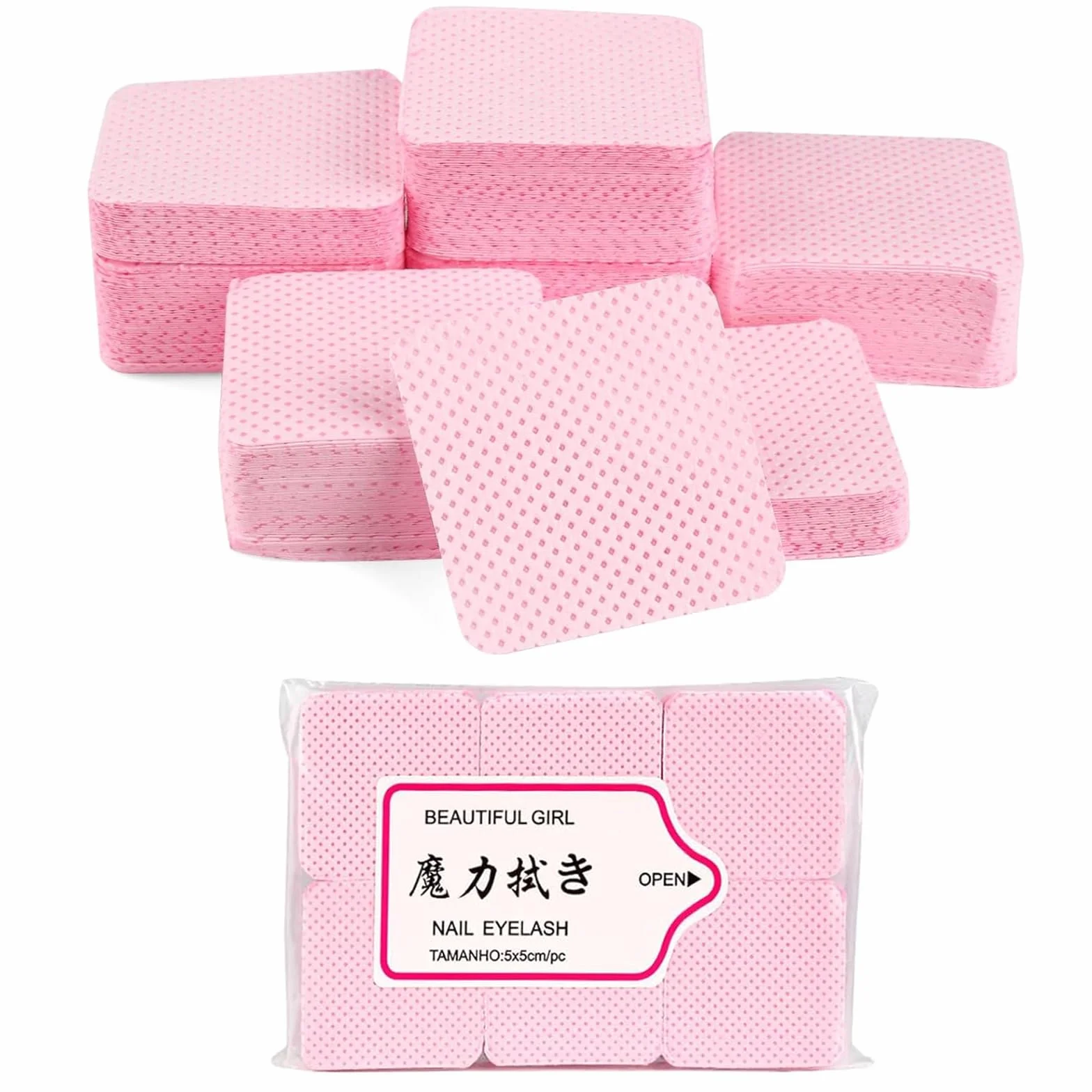 300 Pezzi Pad Senza Pelucchi per unghie in Cellulosa Quadrate, Salviette per Unghie, Unghie Rimozione Pulizia Pads per Rimuovere Smalto e Gel per unghie fai da te e saloni (Rosa)