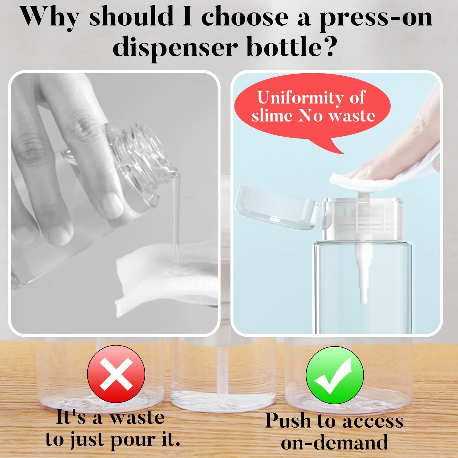 300 ml Dispenser a Pompa, Flacone per Struccante Portatile, 2 Pezzi Vuoto Smalto per Unghie Bottiglie con Erogatore, per Cosmetici e Smalti
