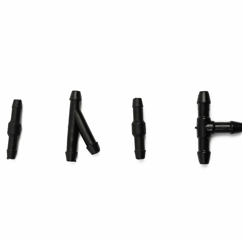 Tubo spray per tergicristallo in gomma nera 2 m con 4 connettori per pompa ugello parabrezza