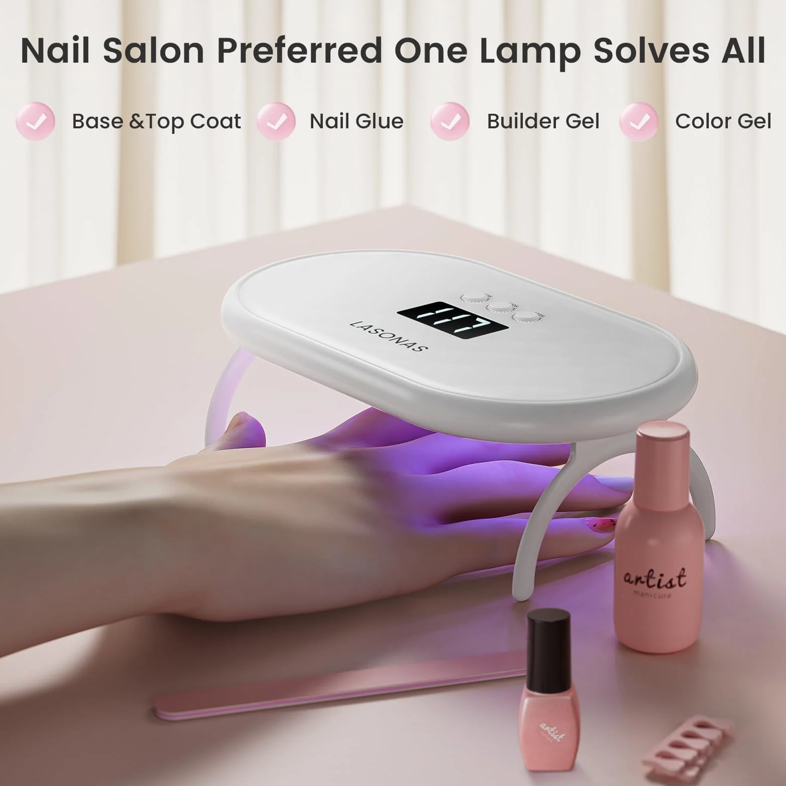 LASONAS Lampada UV LED per unghie per smalto gel 24 W Luce UV 3 Impostazioni timer asciugatura rapida polimerizzazione mini lampada portatile per adesivi e strisce gel salone di cura delle unghie per