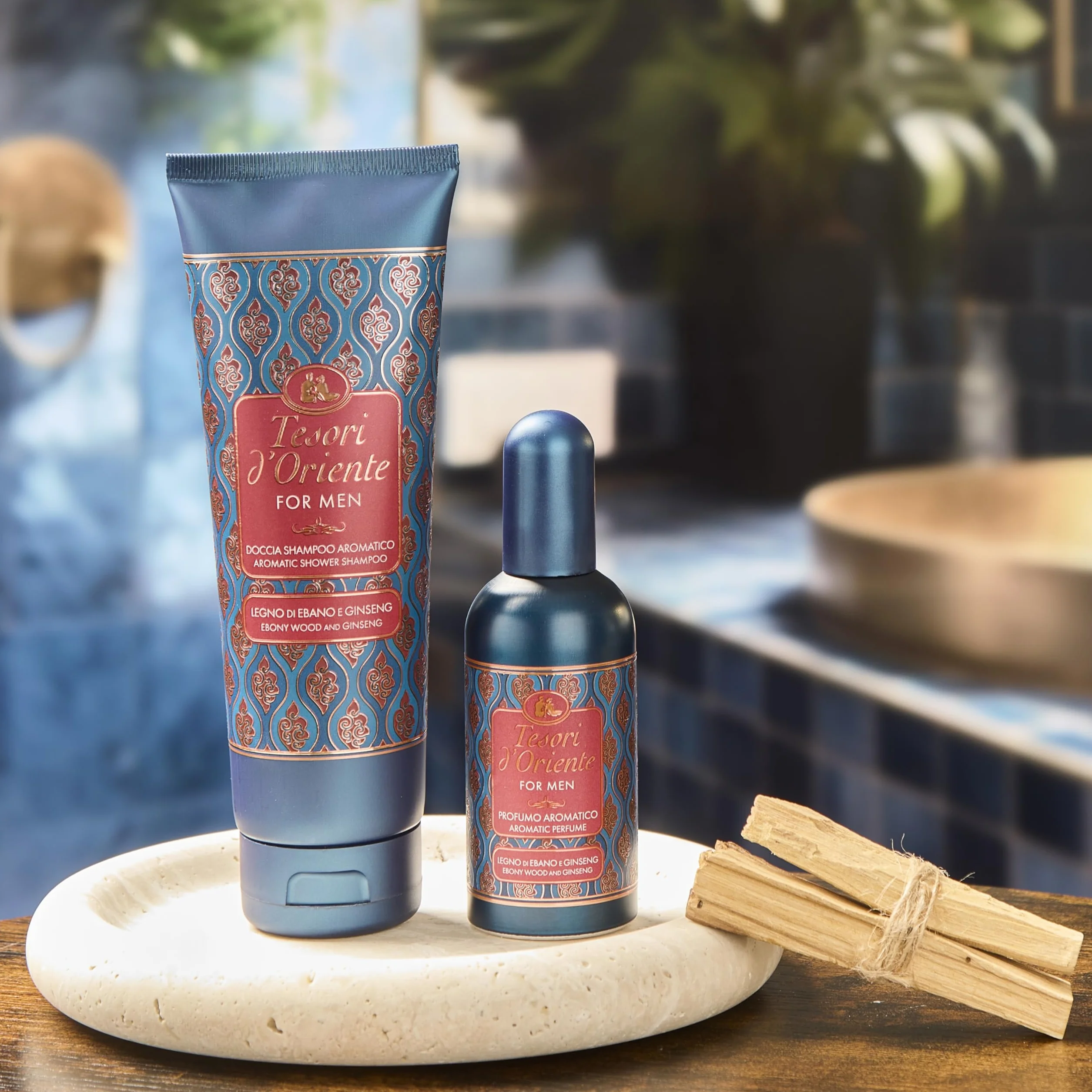 Tesori d'Oriente, For Men Profumo Uomo Legno di Ebano e Ginseng, Fragranza Fresca e Legnosa con Note Speziate, Simbolo di Fuoco, Energia e Potere, 100ml