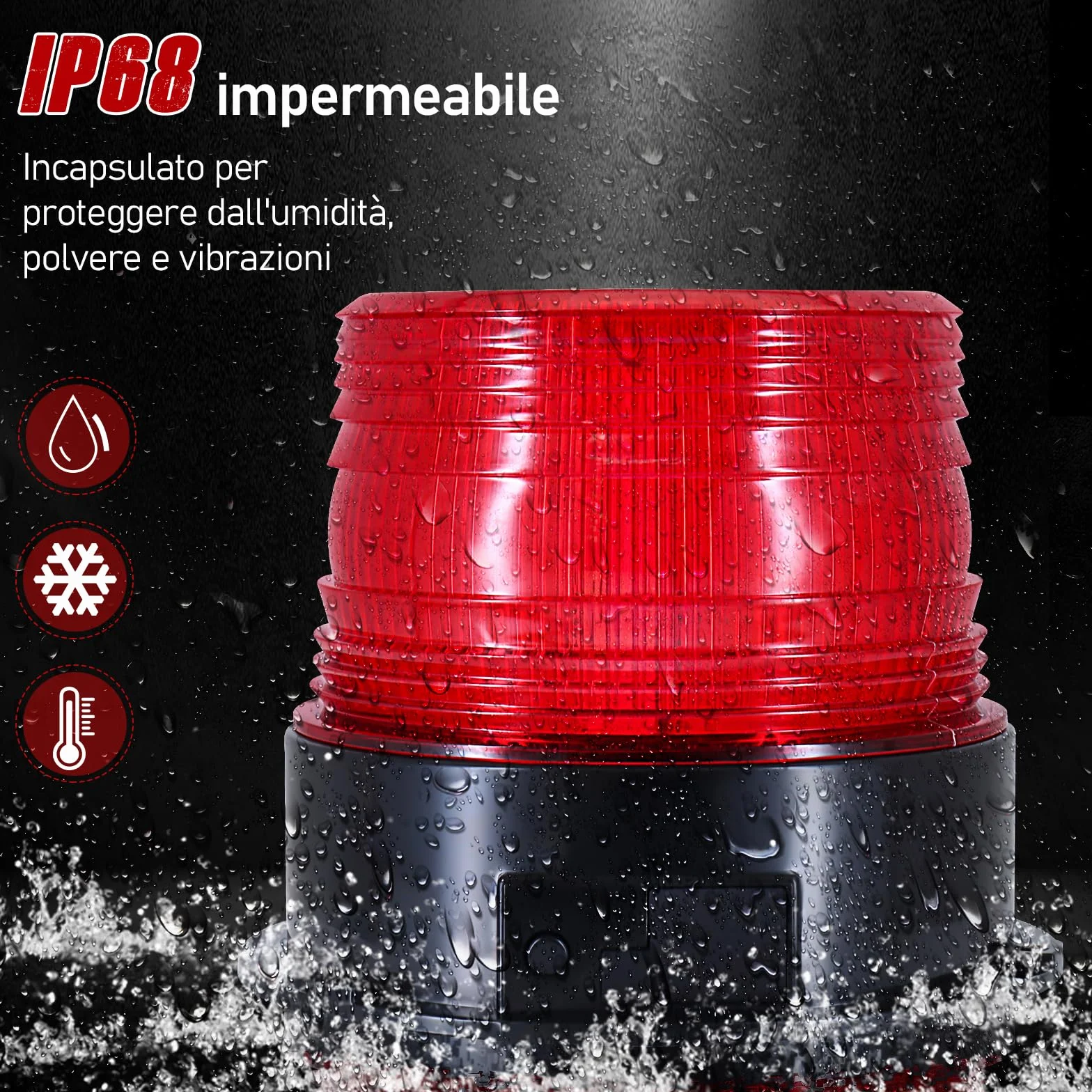 Dinfu lampeggiante LED a batteria 12V senza fili stroboscopico rosso luce rotante magnetica per camion trattore SUV