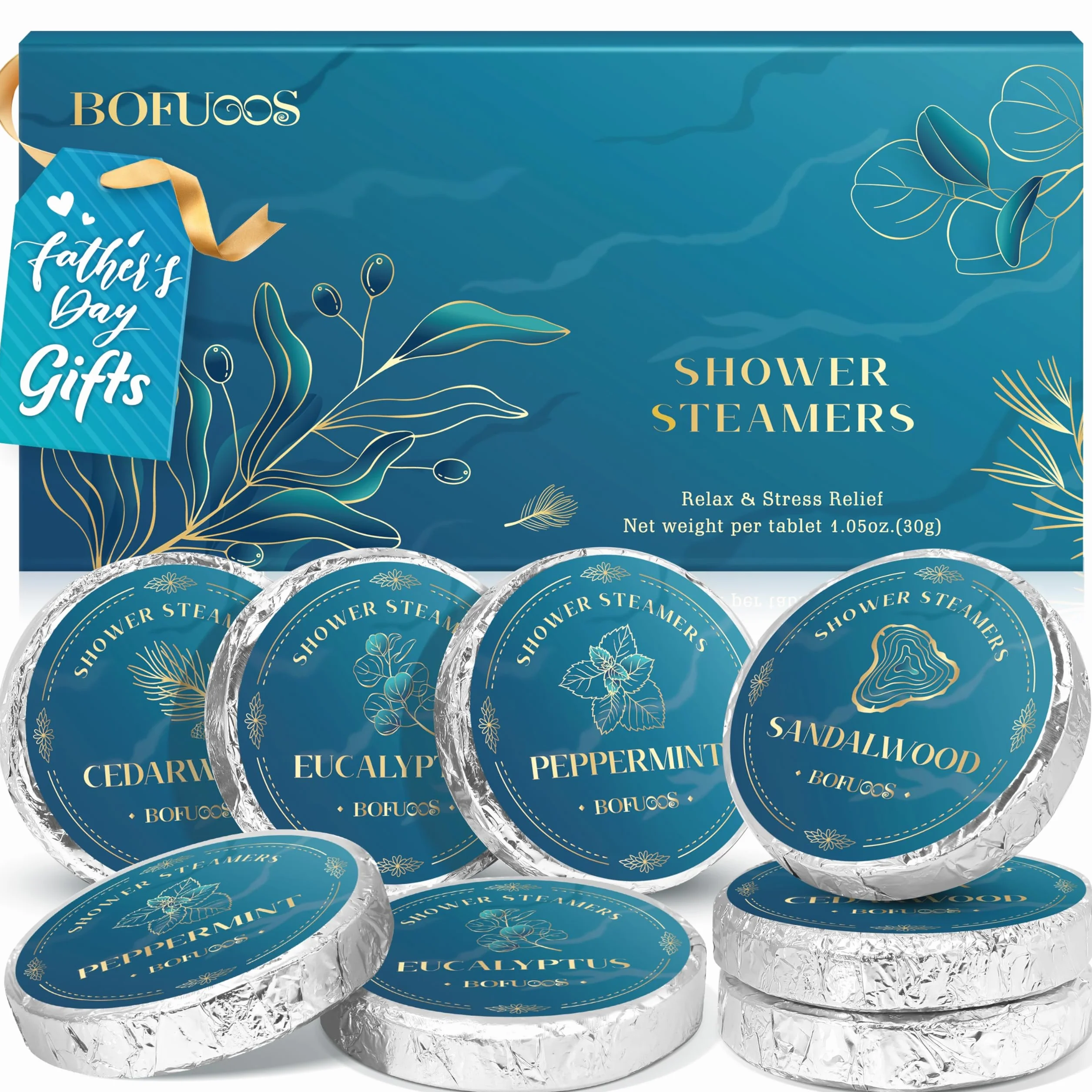 Regalo Uomo, Bombe da Bagno Aromaterapia con Olio Essenziale Spa, Bombe da Doccia Idee Regalo, Regalo Compleanno per Uomo (8 Pezzi)