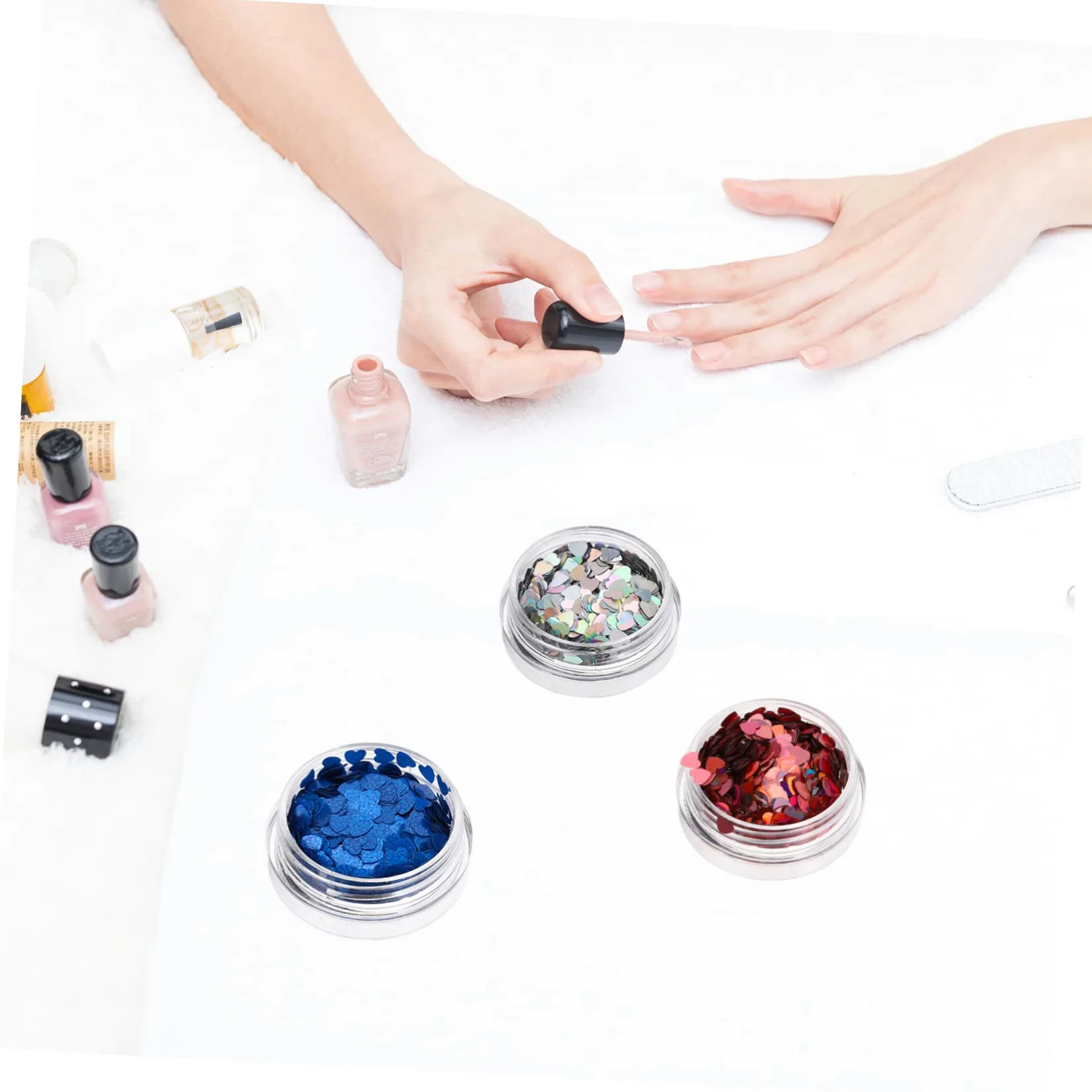 Didiseaon 5 Set Viso Glitterato Glitter Per Unghie A Cuore Adesivi Per Unghie Adesivi Per Smalto Strass Per L'artigianato Adesivi Per Nail Art Con Paillettes L'animale Domestico 12 Scatole*5