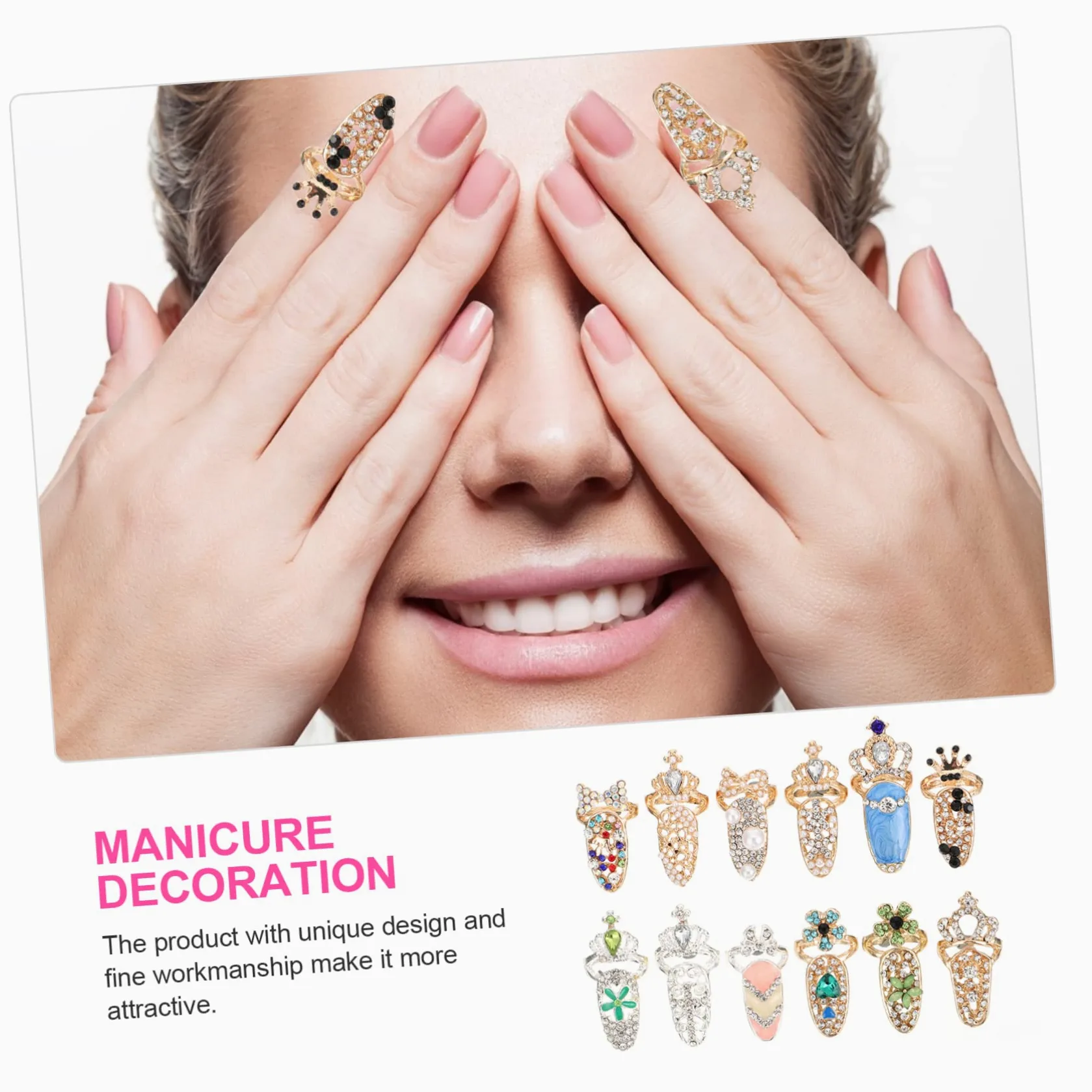Healeved 36pezzi Anelli Per Unghie Manicure Decorazioni Fashion Accessori Per Unghie Artistiche Per Adulti e Design Elegante e Facile Da Indossare