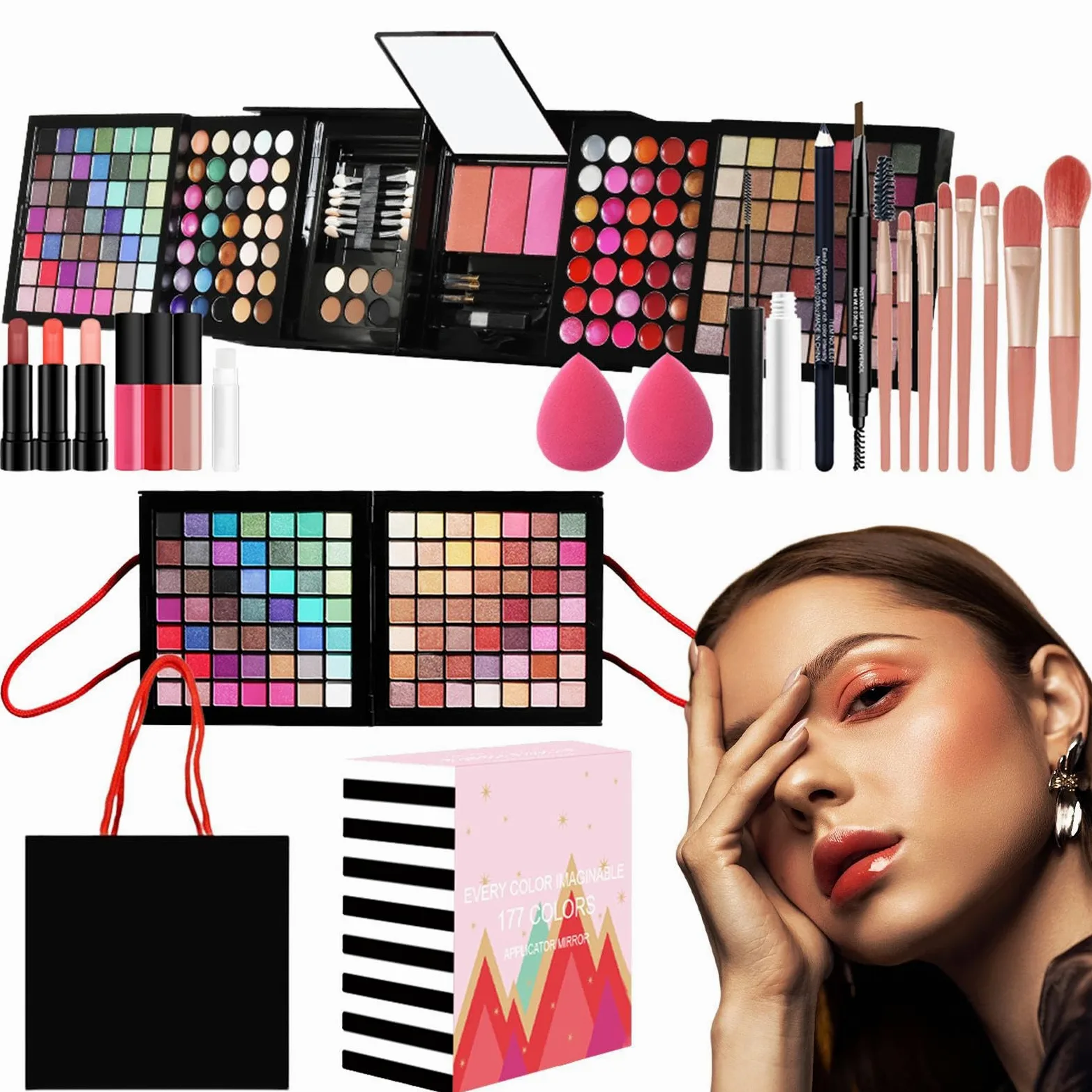 Set trucco per donna Kit completo, kit trucco per donna | Kit professionale - cosmetici per donne e principianti, includono cosmetici e strumenti per il