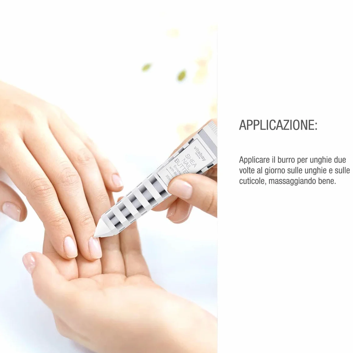 vitabay Shea Nail Butter, crema per unghie con biotina/vitamina H e burro di karitè contro unghie fragili e cuticole secche e screpolate, Burro Di Karité Per Le Unghie, 20 ml (confezione da 1)