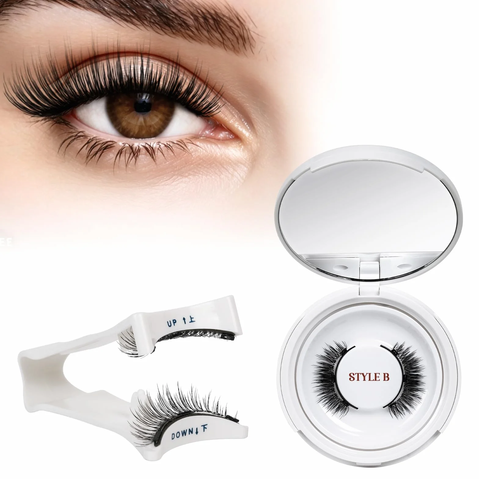 QUEWEL Ciglia Magnetiche Naturali Riutilizzabili con Applicatore, Facile da Indossare e Rimuovere (Style B 07)