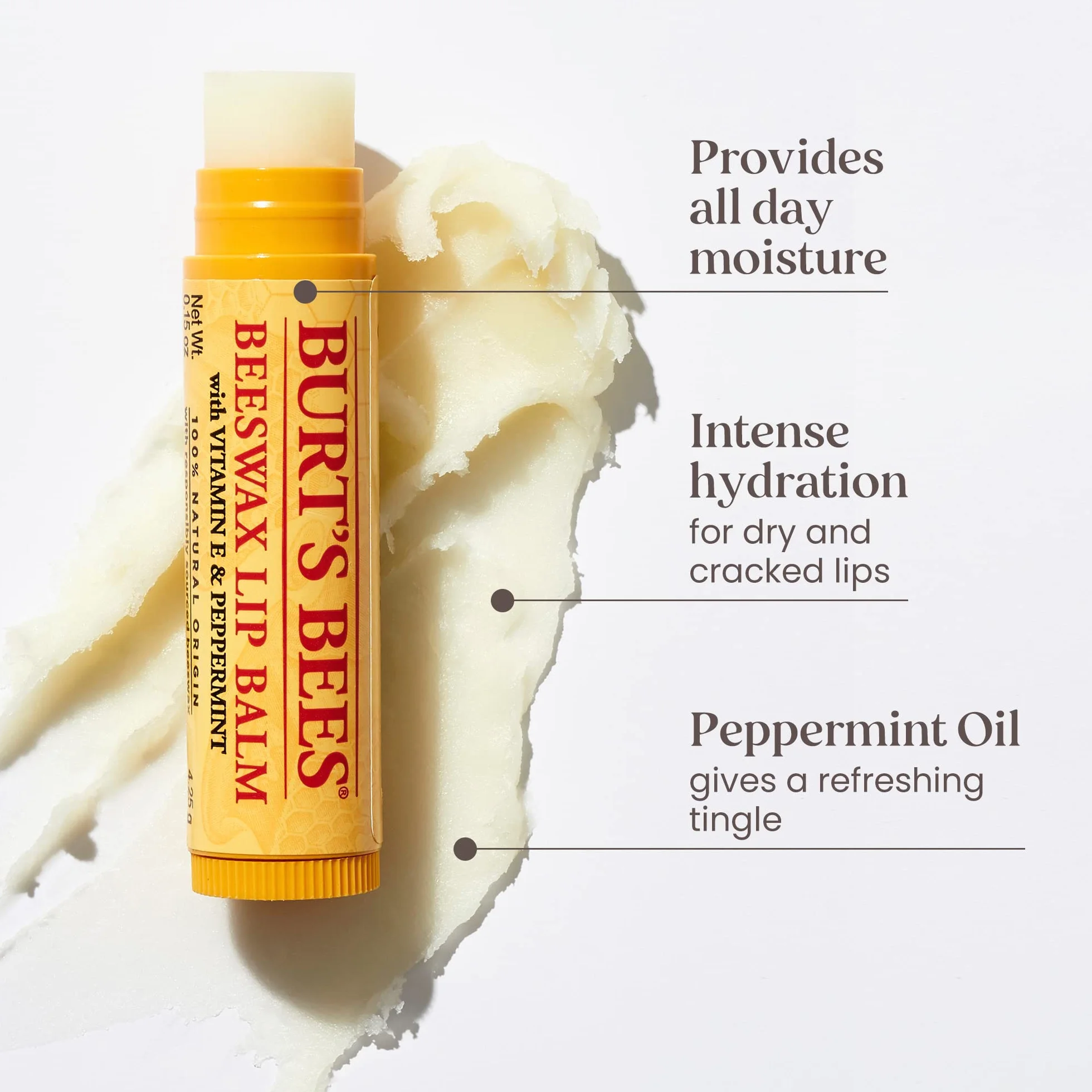 Burt's Bees Balsamo per Labbra, Confezione Multipla Doppia 4.25 g, Cera d'Api e Vitamina E