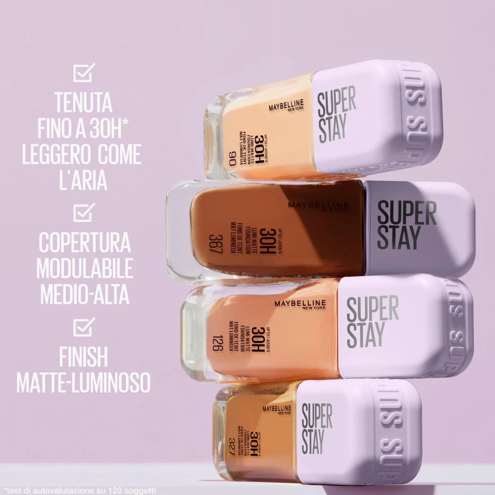 Maybelline New York Fondotinta Coprente Liquido Lunga Tenuta Superstay Lumi Matte 30H Colore 368 Coprenza Modulabile Waterproof No Transfer Copertura Medio-Alta con Amminoacidi - 2 Flaconi da 35ml